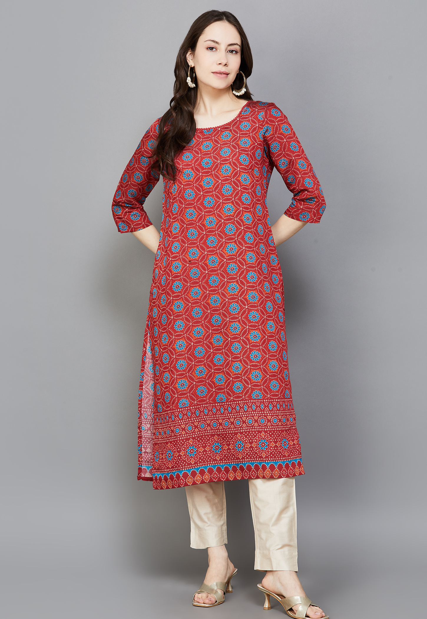 AURELIA Bandhani Print Straight Kurta-image-38