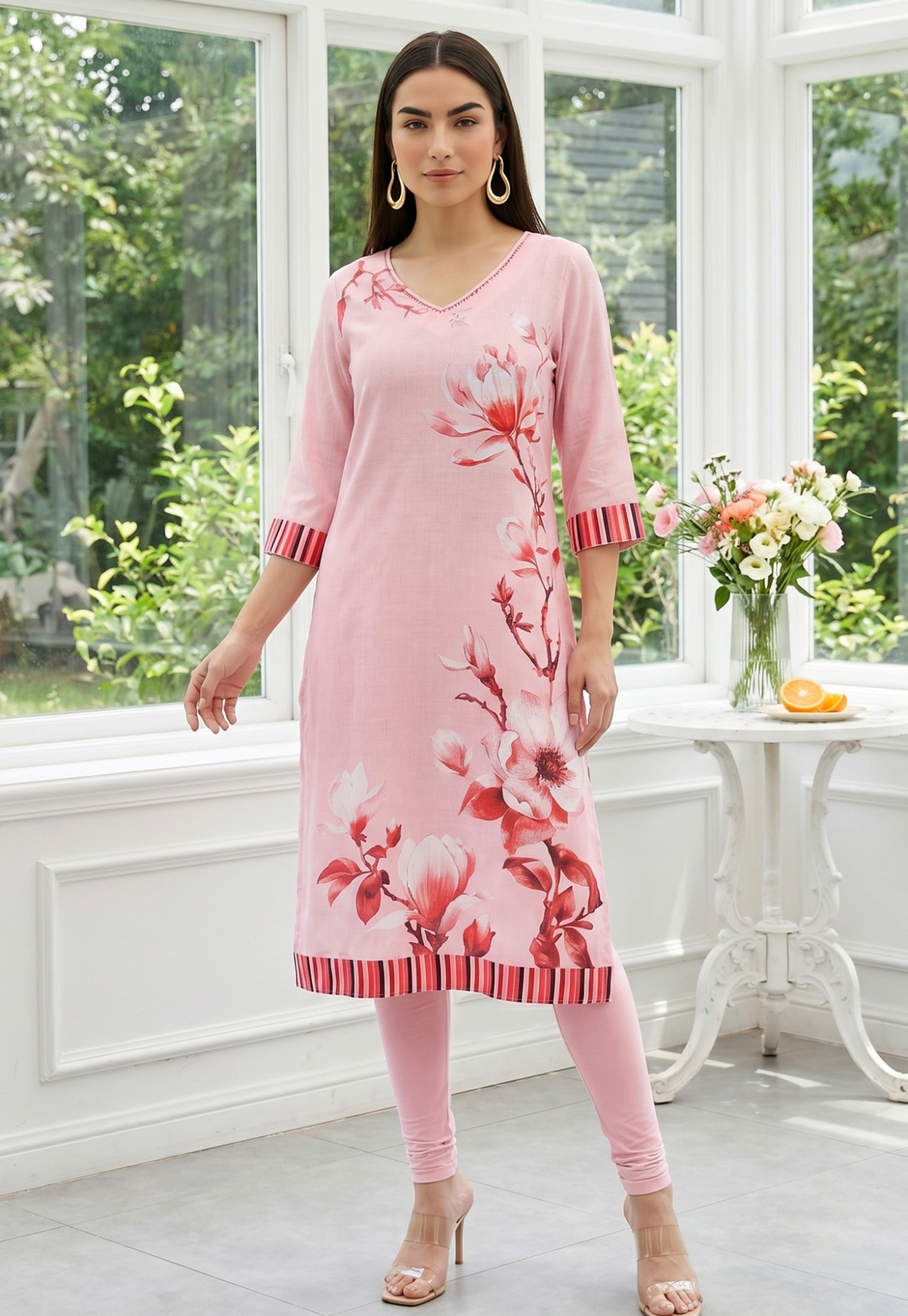 AURELIA Floral Print Straight Kurta-picture-10