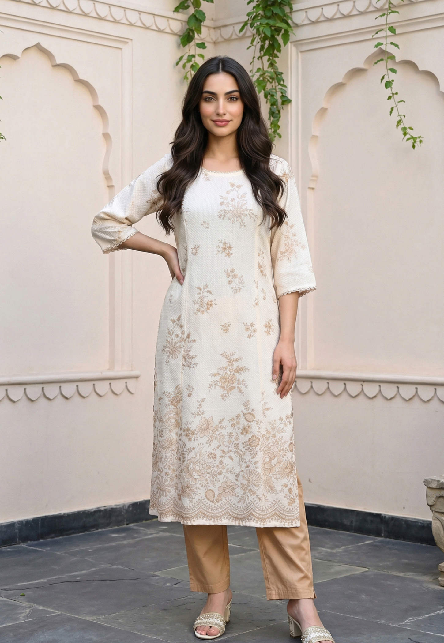 AURELIA Floral Print Straight Kurta-image-40