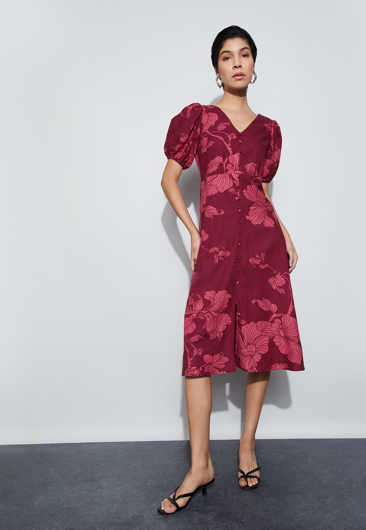 CODE Floral Print A-Line Dress-picture-43