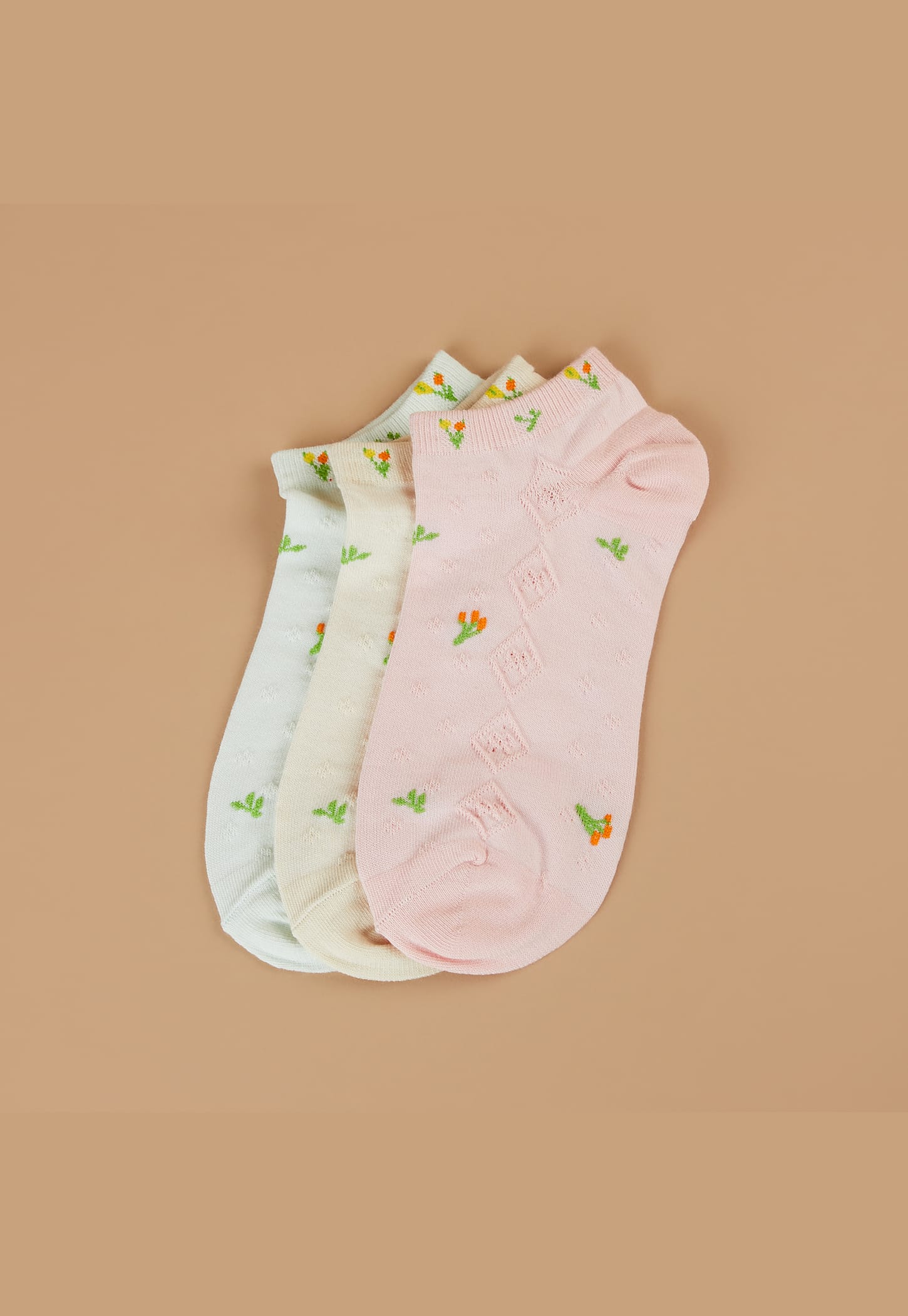 Ginger Patterned Ankle Length Socks - Pack of 3-picture-32