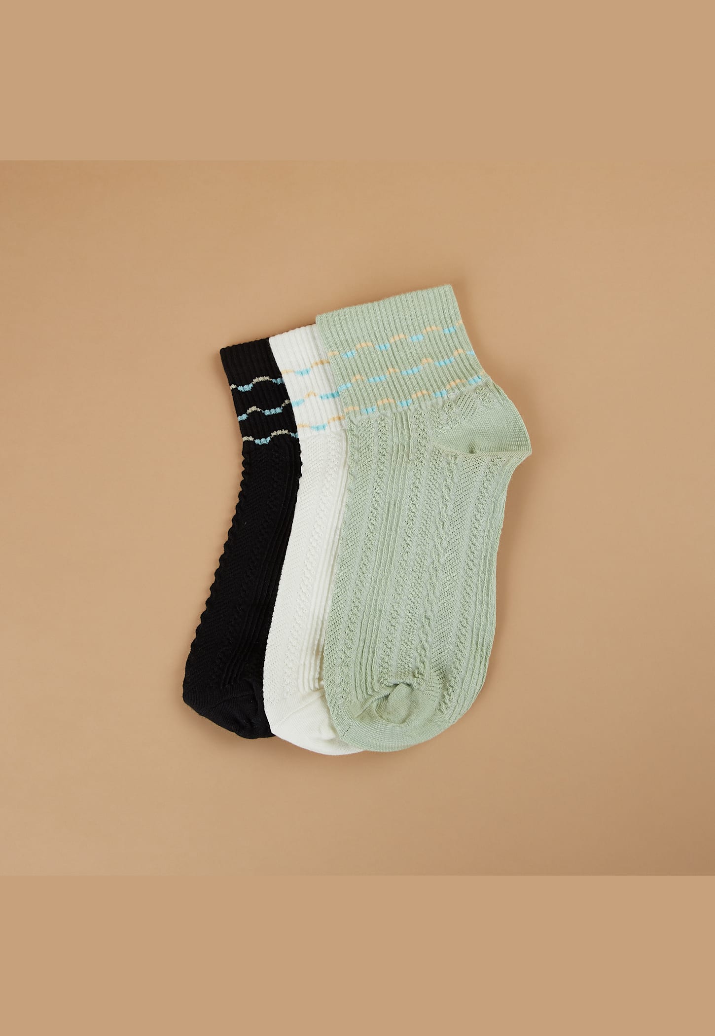 GINGER Patterned Ankle Length Socks - Pack of 3-picture-48