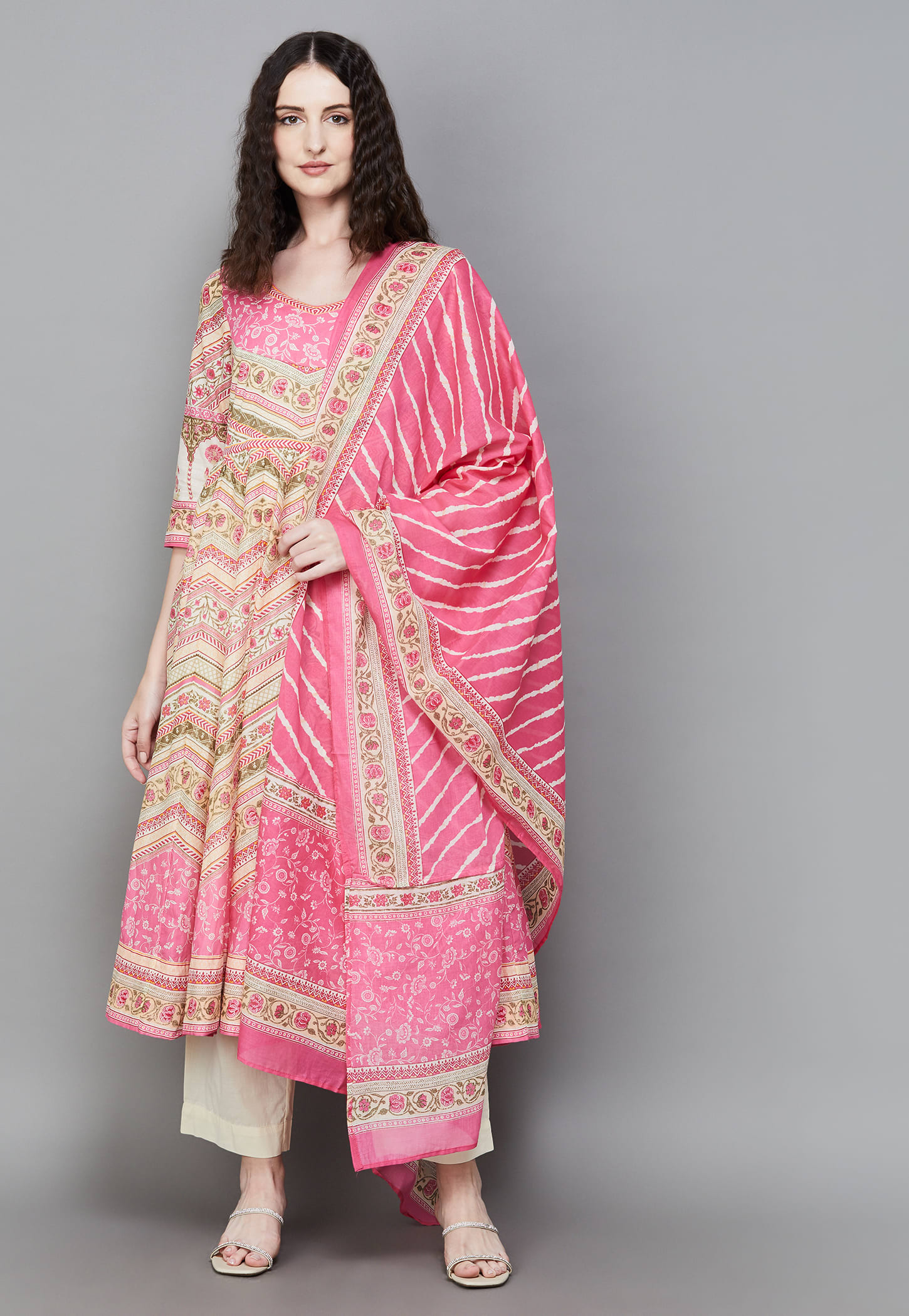 BIBA Floral Print Flared Kurta Set-picture-23