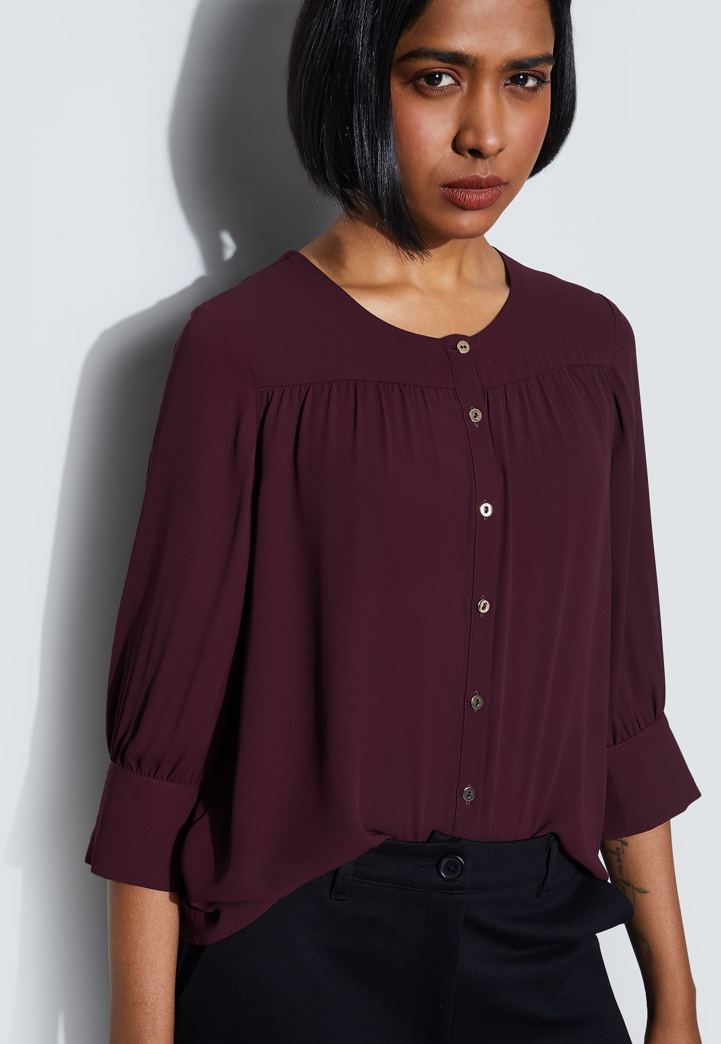 CODE CLASSIC Button Closure 3/4th Sleeves Top-picture-17