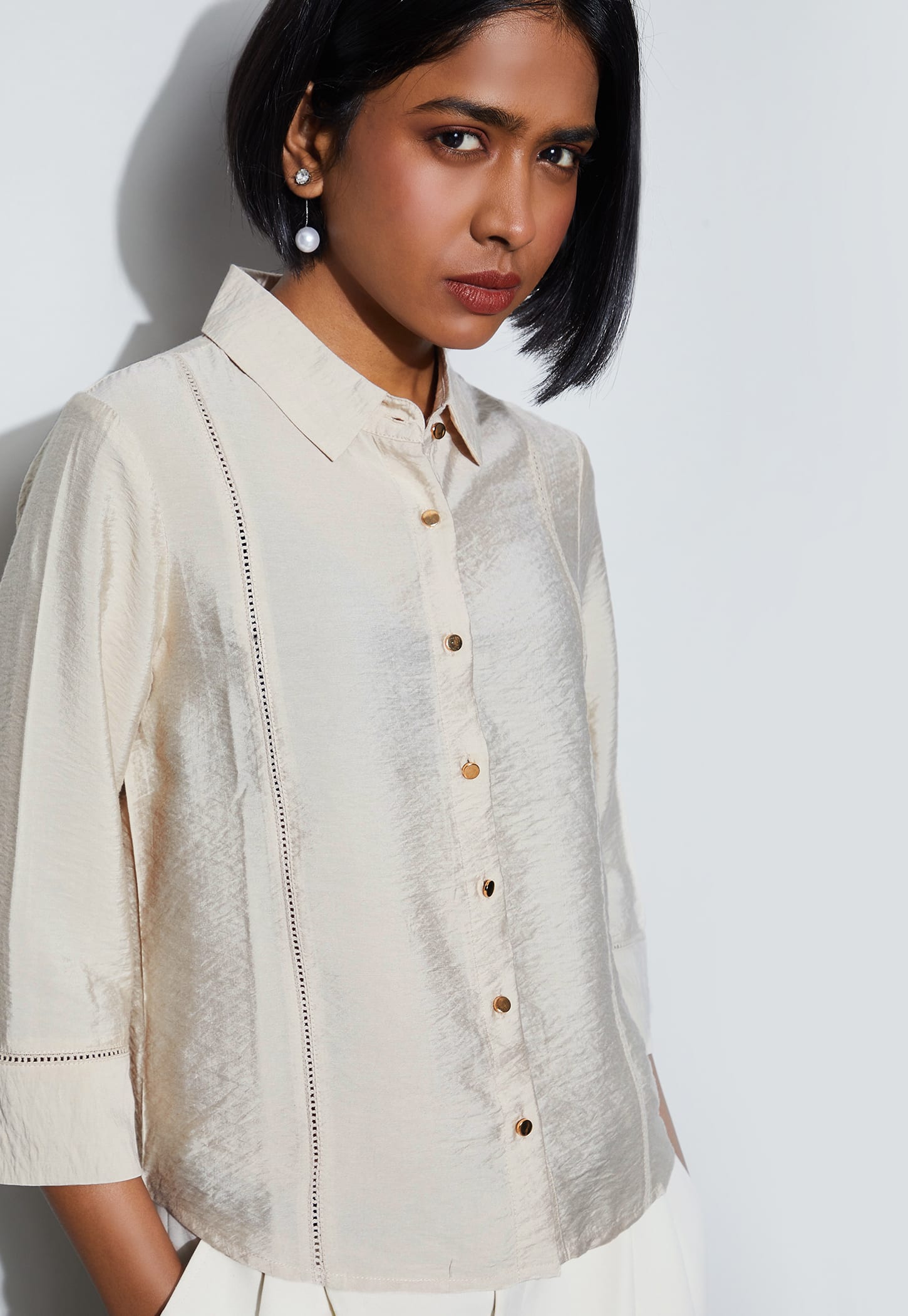 CODE CLASSIC Lace Insert Shirt-picture-31
