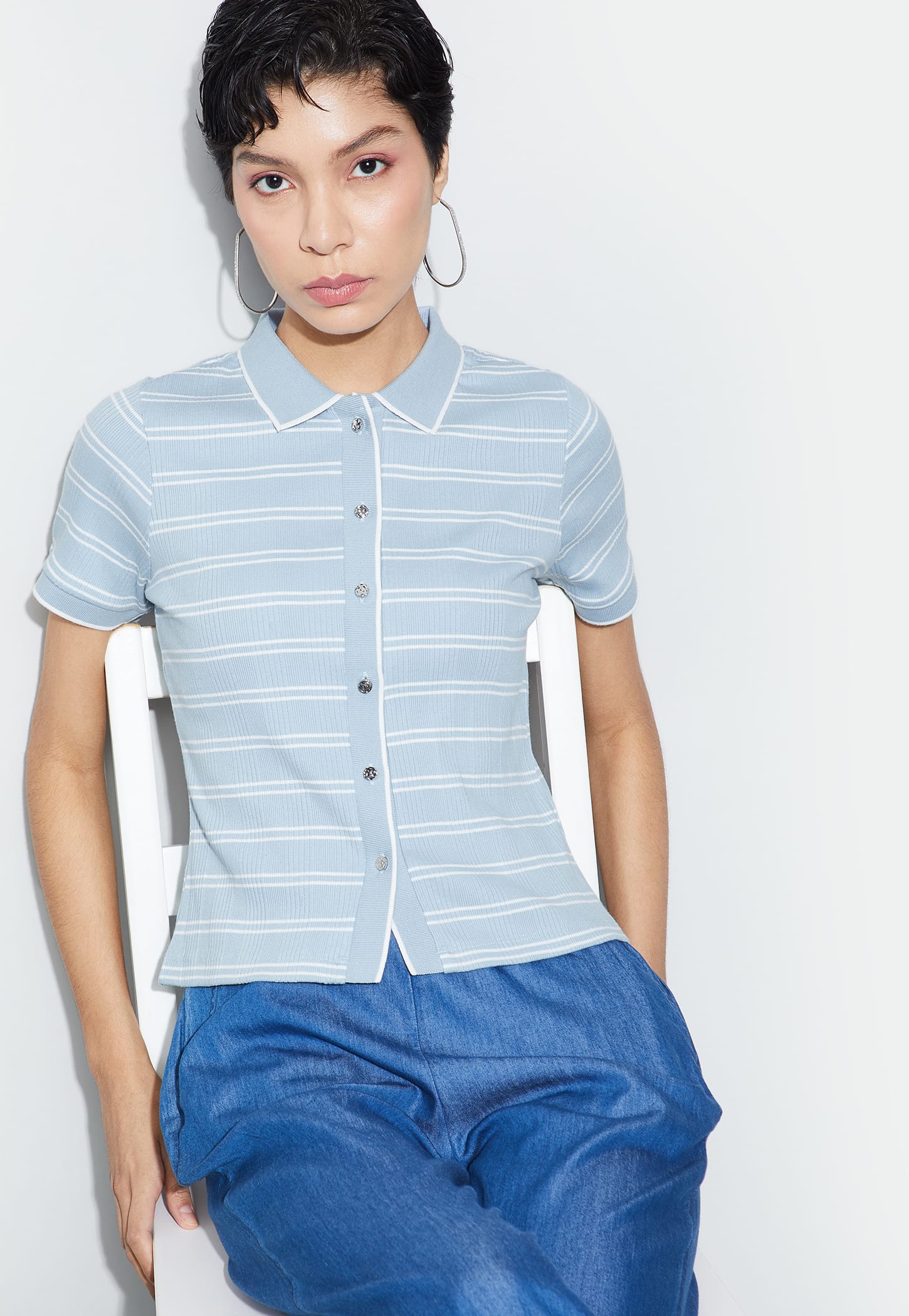 CODE CLASSIC Striped Shirt Style Top-picture-18