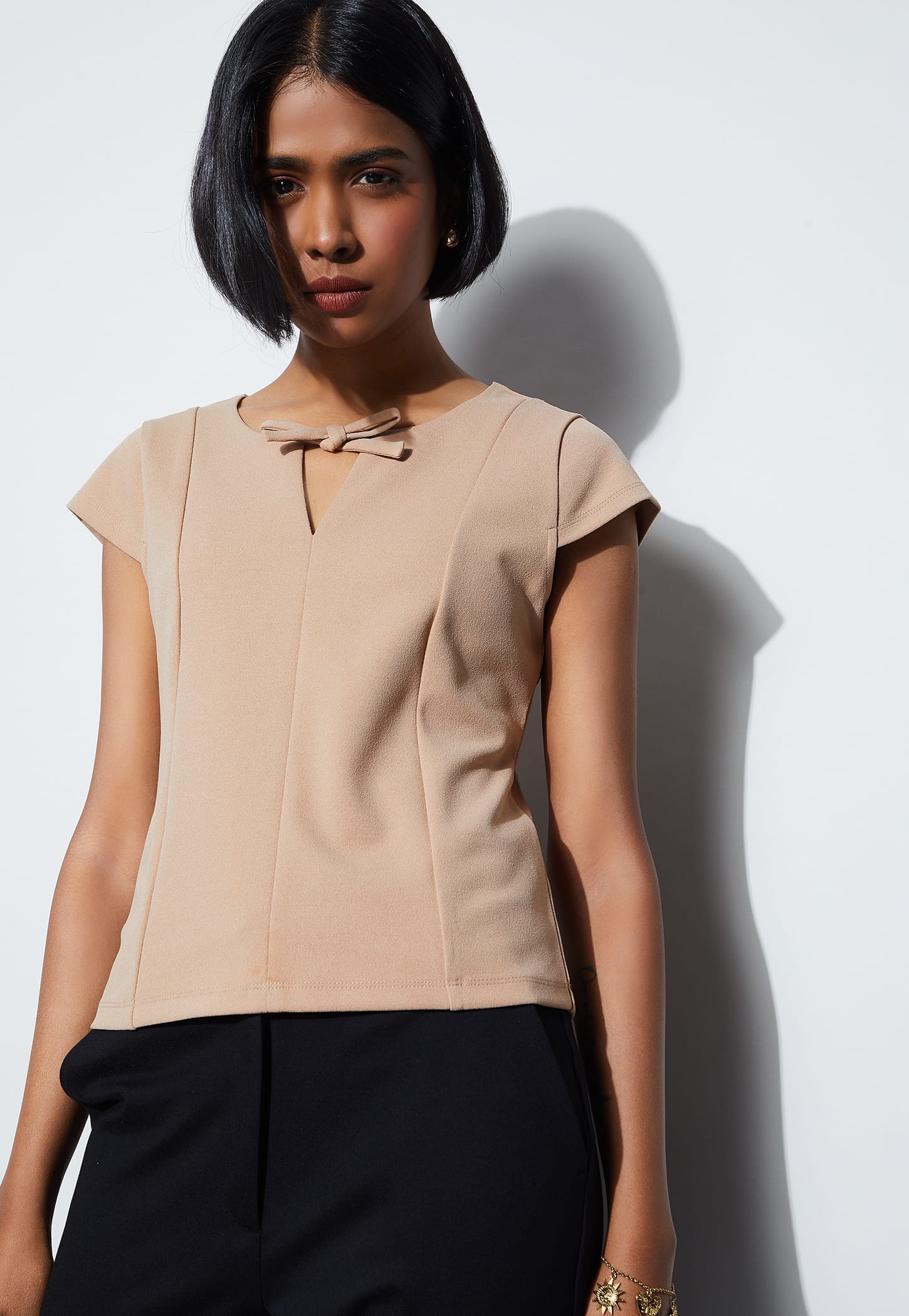 CODE CLASSIC Bow Detail Cap Sleeves Top-picture-31