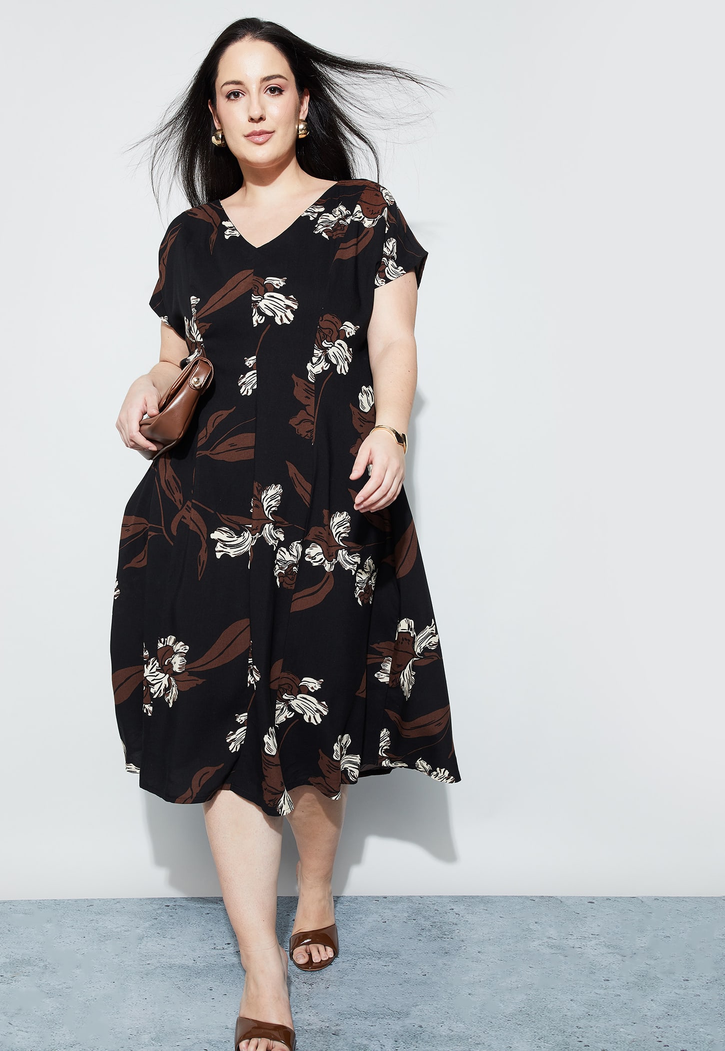NEXUS Floral V-Neck A-Line Dress-picture-55