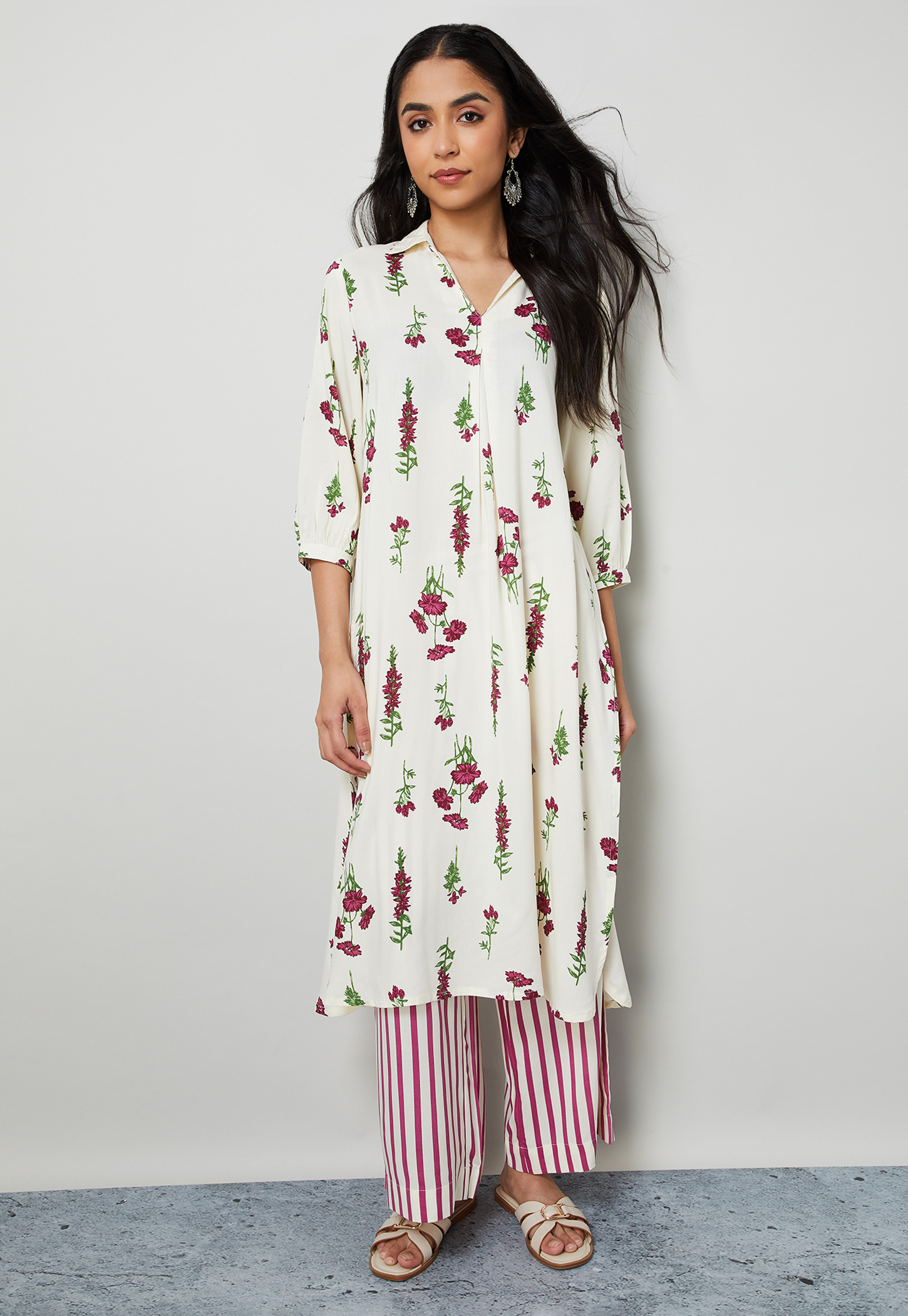 MELANGE Floral Print Straight Kurta Set-picture-53