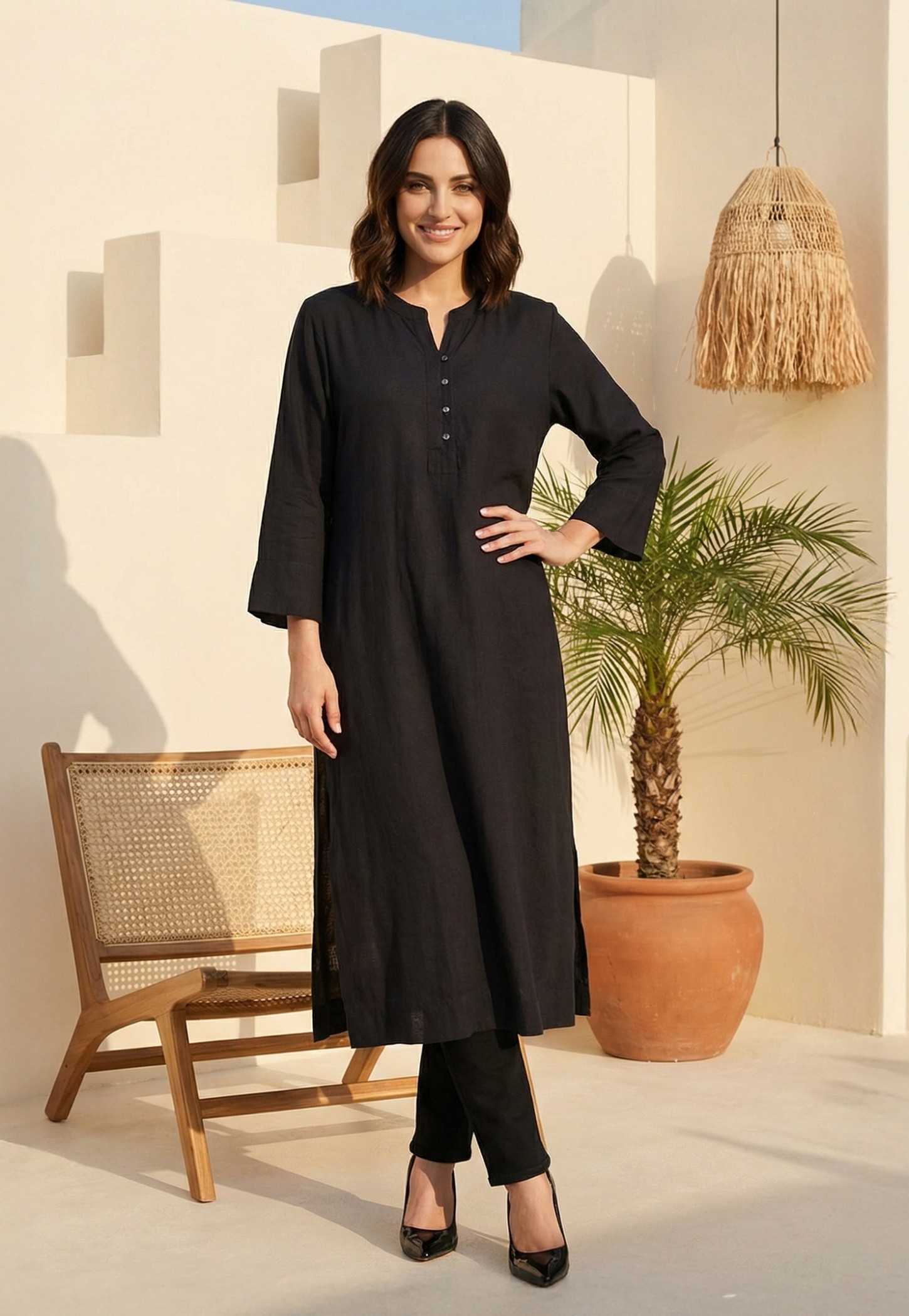 W Solid Straight Kurta-picture-18