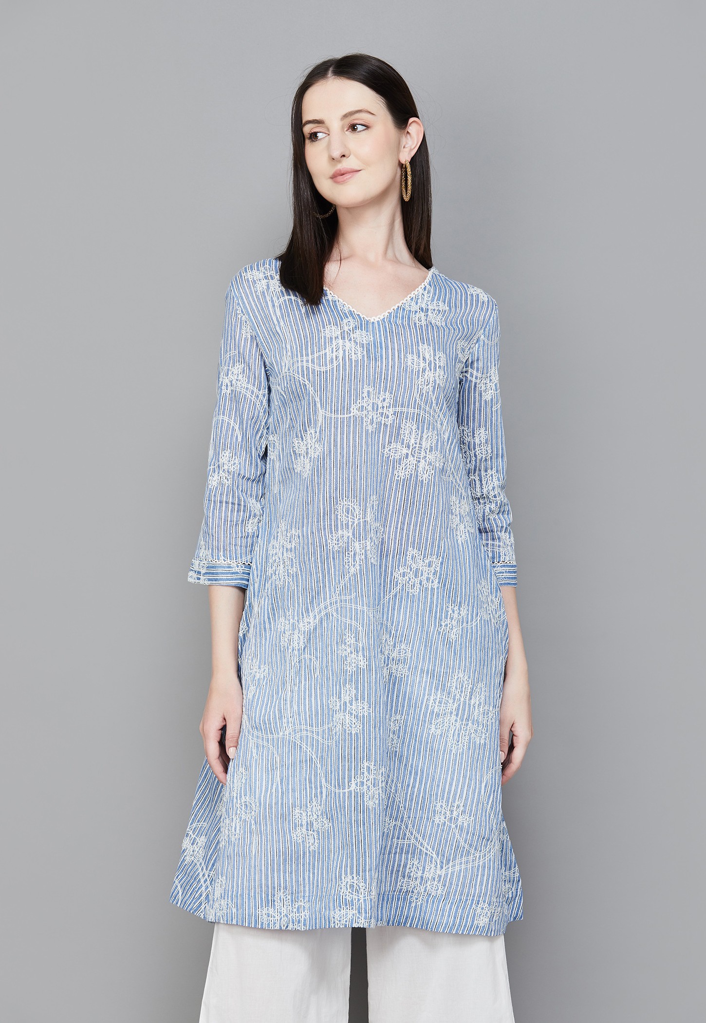 W Striped Embroidered Straight Kurta-picture-19