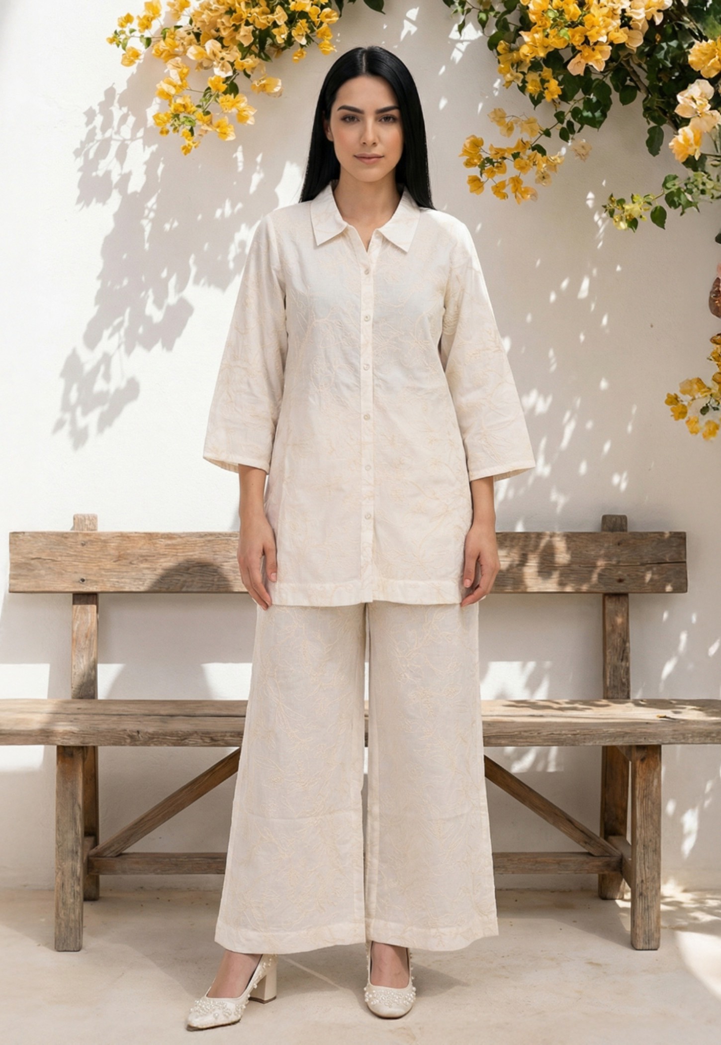 W Embroidered Palazzo Kurta Set-picture-13