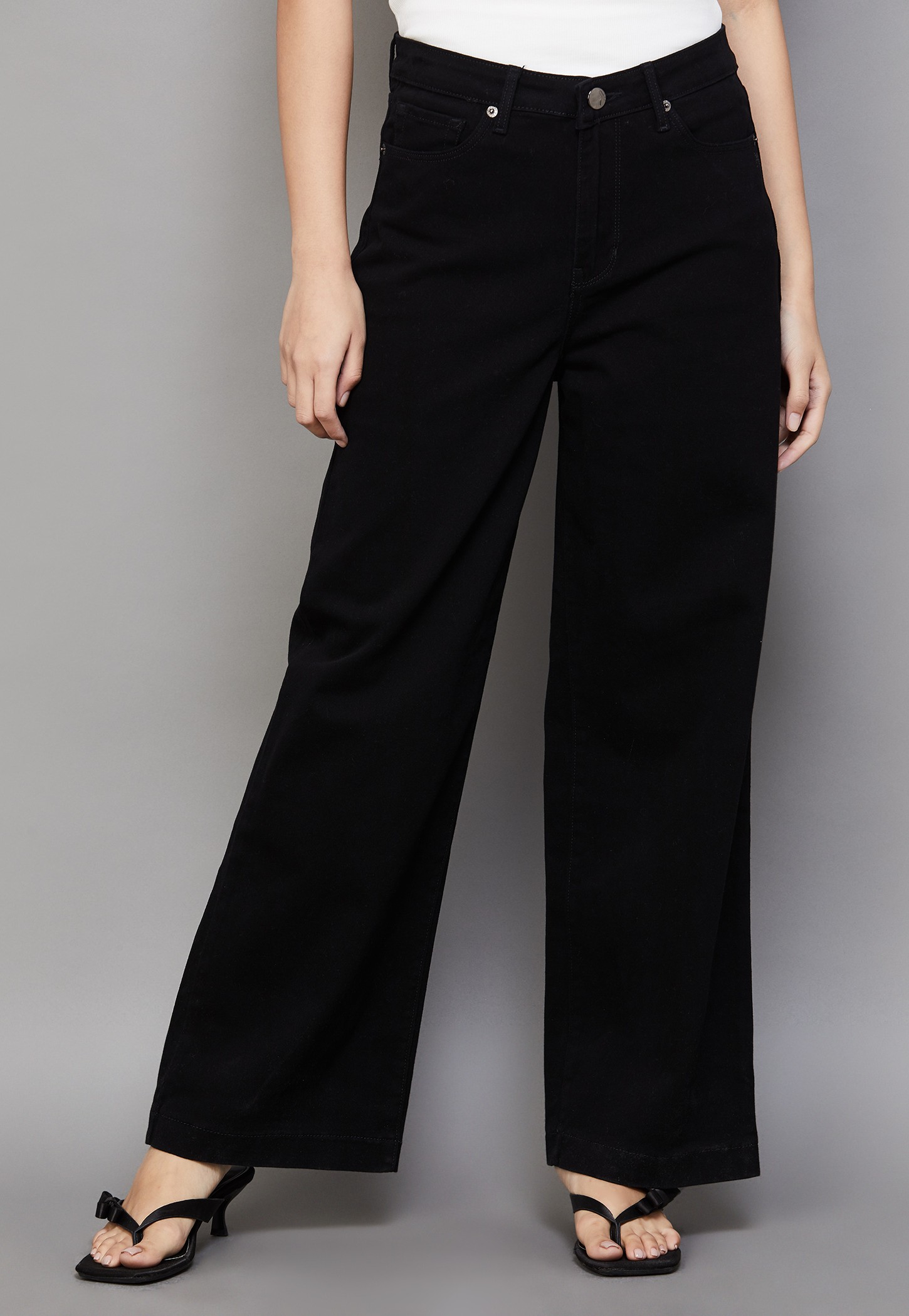 XPOSE Dark Washed Wide Leg Jeans-picture-26