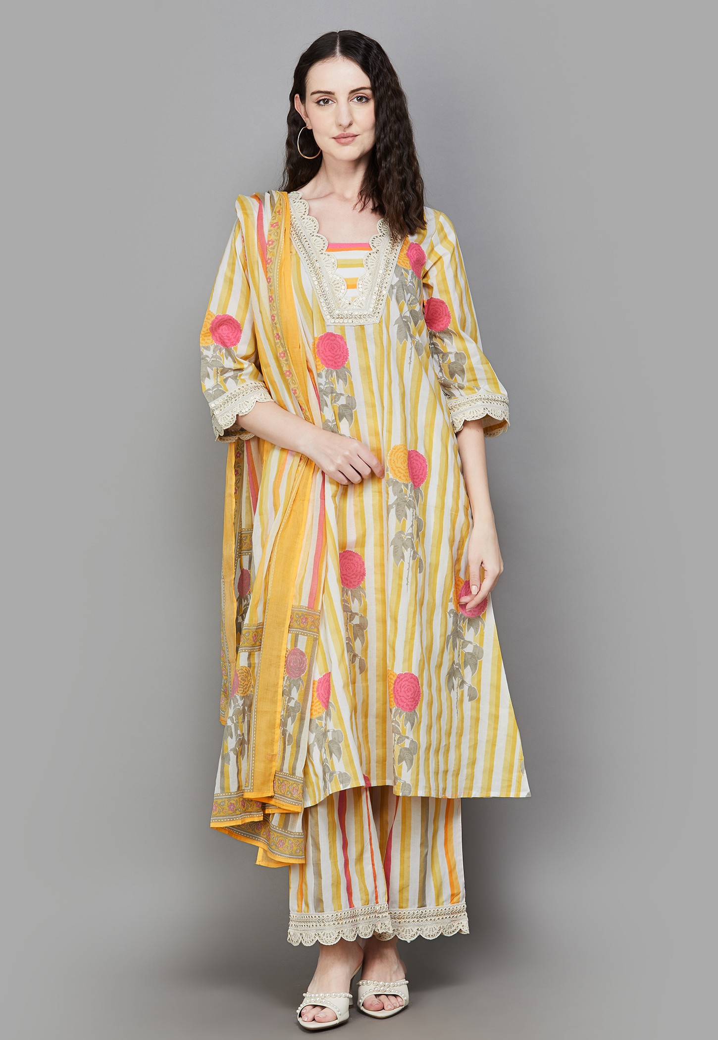 LIBAS Floral Print A-Line Kurta Set-picture-23