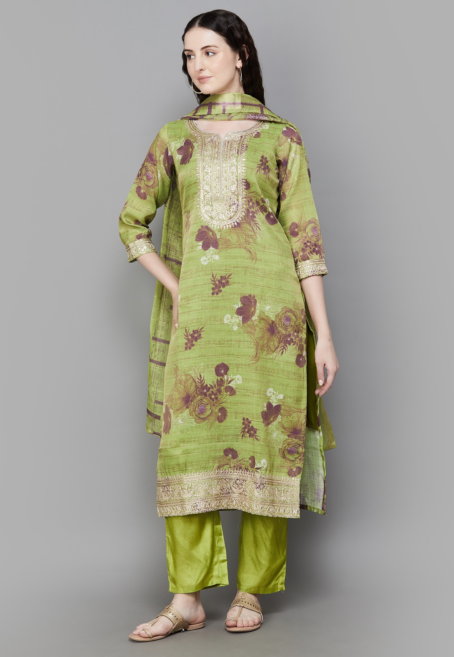 LIBAS Floral Print Straight Kurta Set