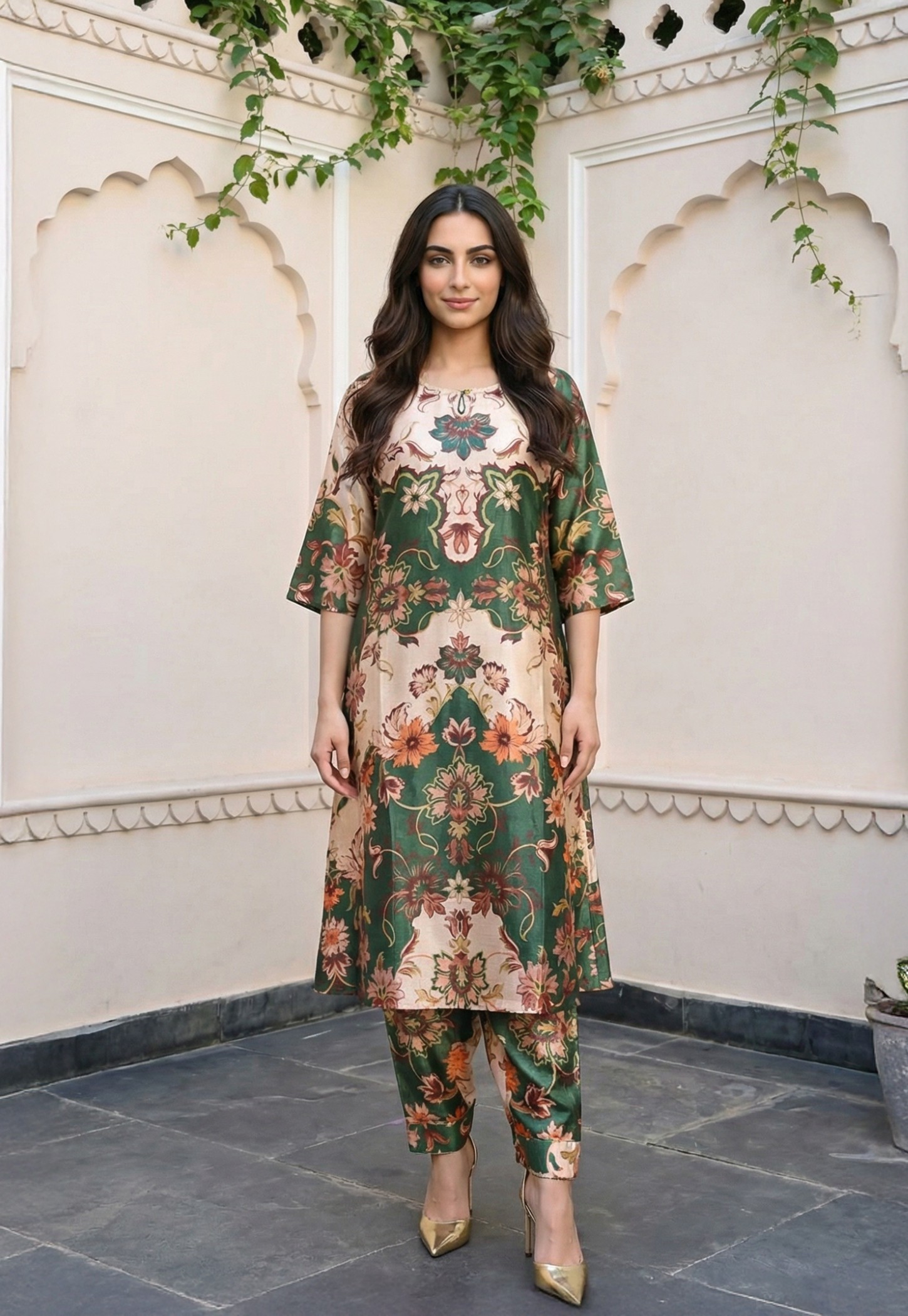 AURELIA Floral Print Straight Kurta Set-picture-12
