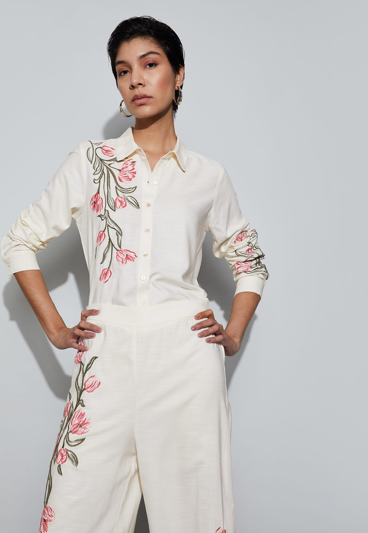 CODE Floral Embroidered Shirt-picture-17