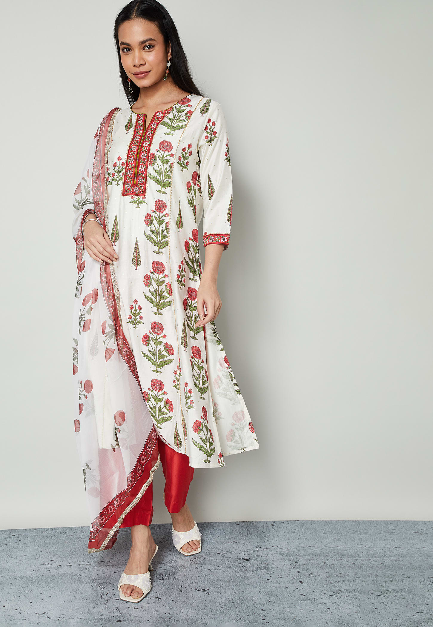 MELANGE Floral Print A-line Kurta Set-picture-17