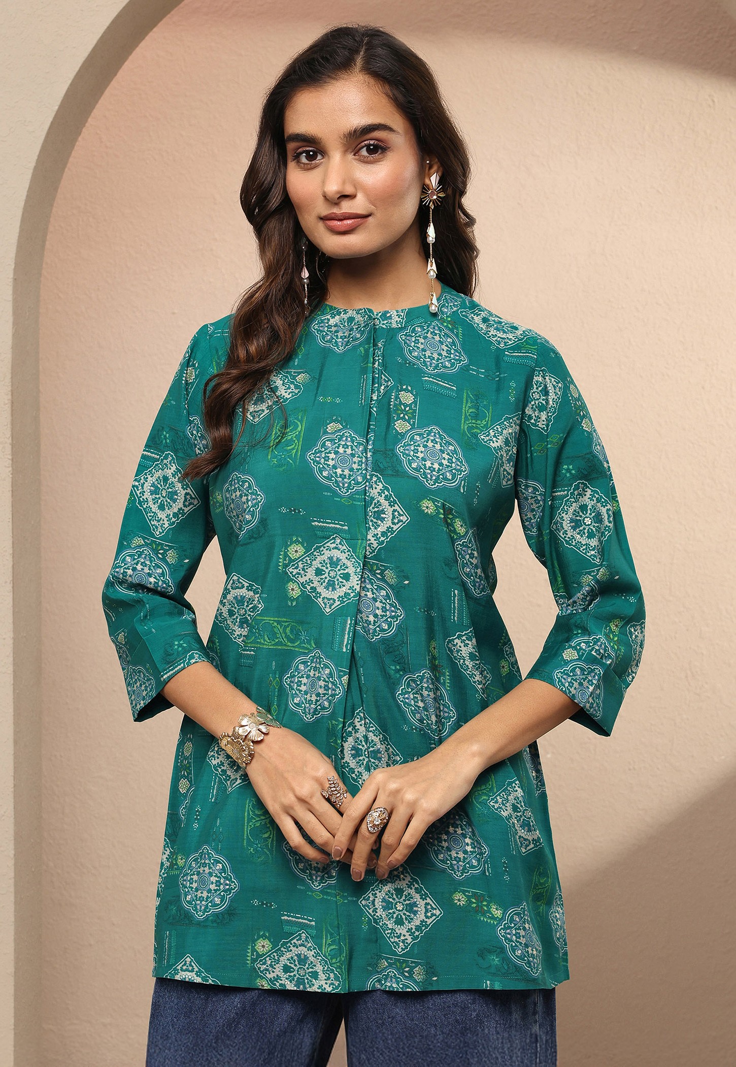 LIBAS Bandhani Print 3/4th Sleeves Straight Kurti-picture-19