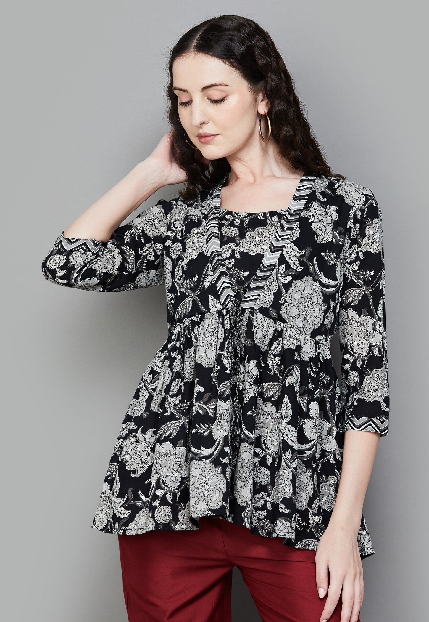 LIBAS Floral Print Flared Kurti-picture-19