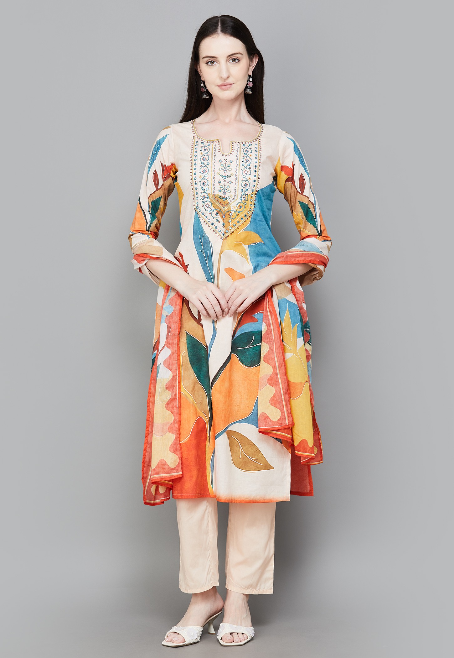 LIBAS Floral Print A-line Kurta Set-picture-49