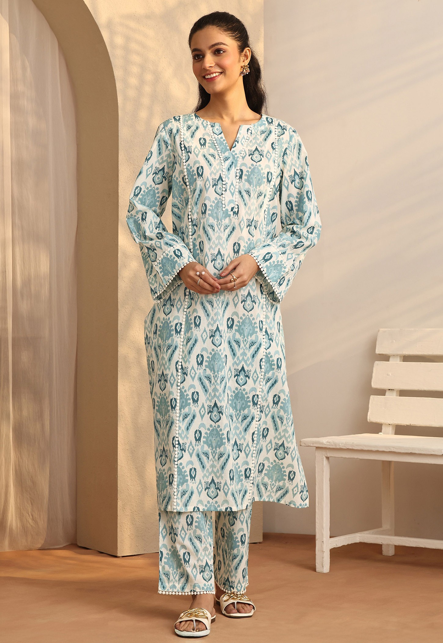 LIBAS Ikat Print Straight Kurta Set-picture-25