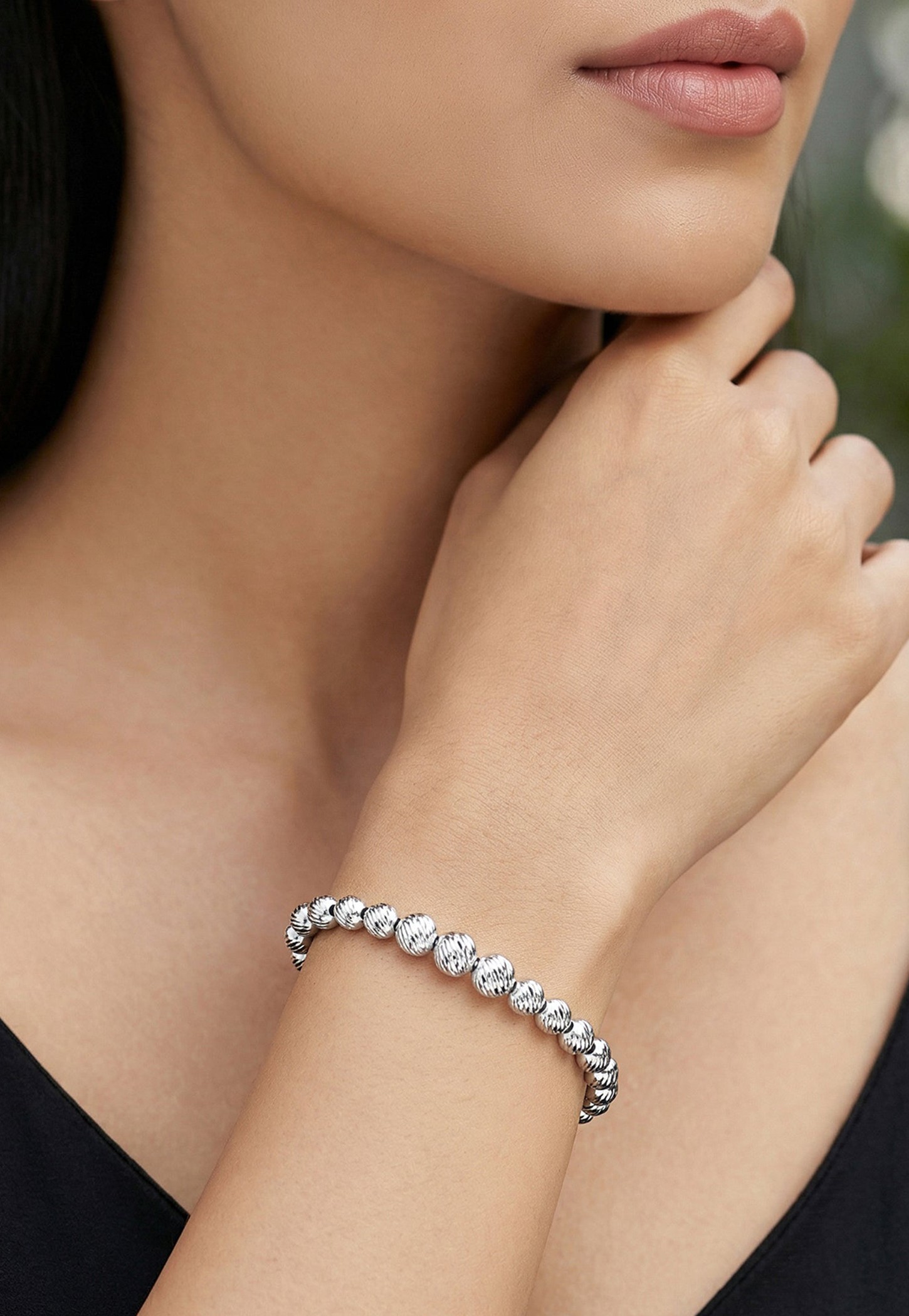 GIVA Glow in Motion Textured Sterling Silver Bracelet