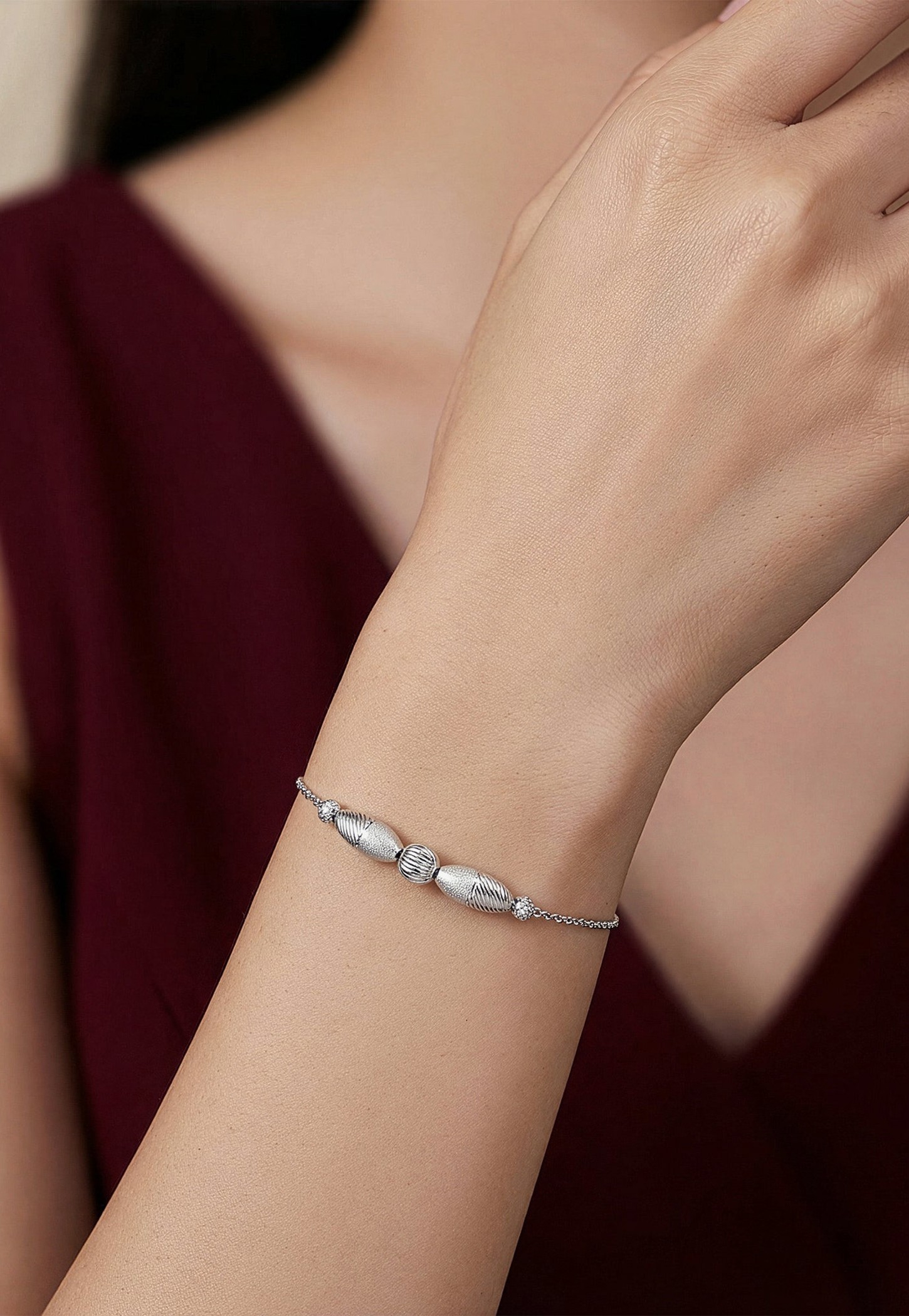 GIVA Glow in Motion Classical Beaded Sterling Silver Bracelet-picture-49