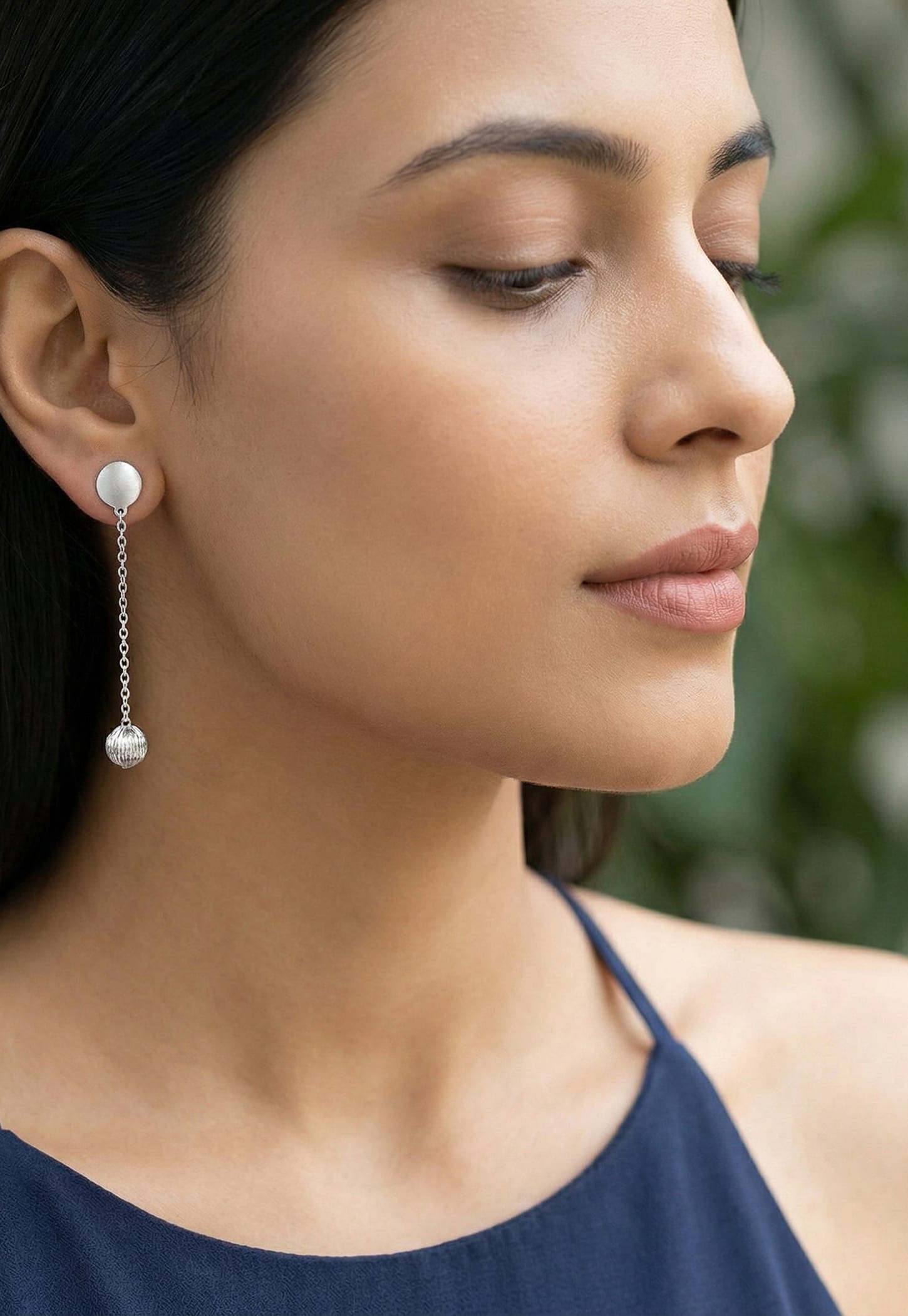 GIVA Chain Design Sterling Silver Danglers Earrings-image-2