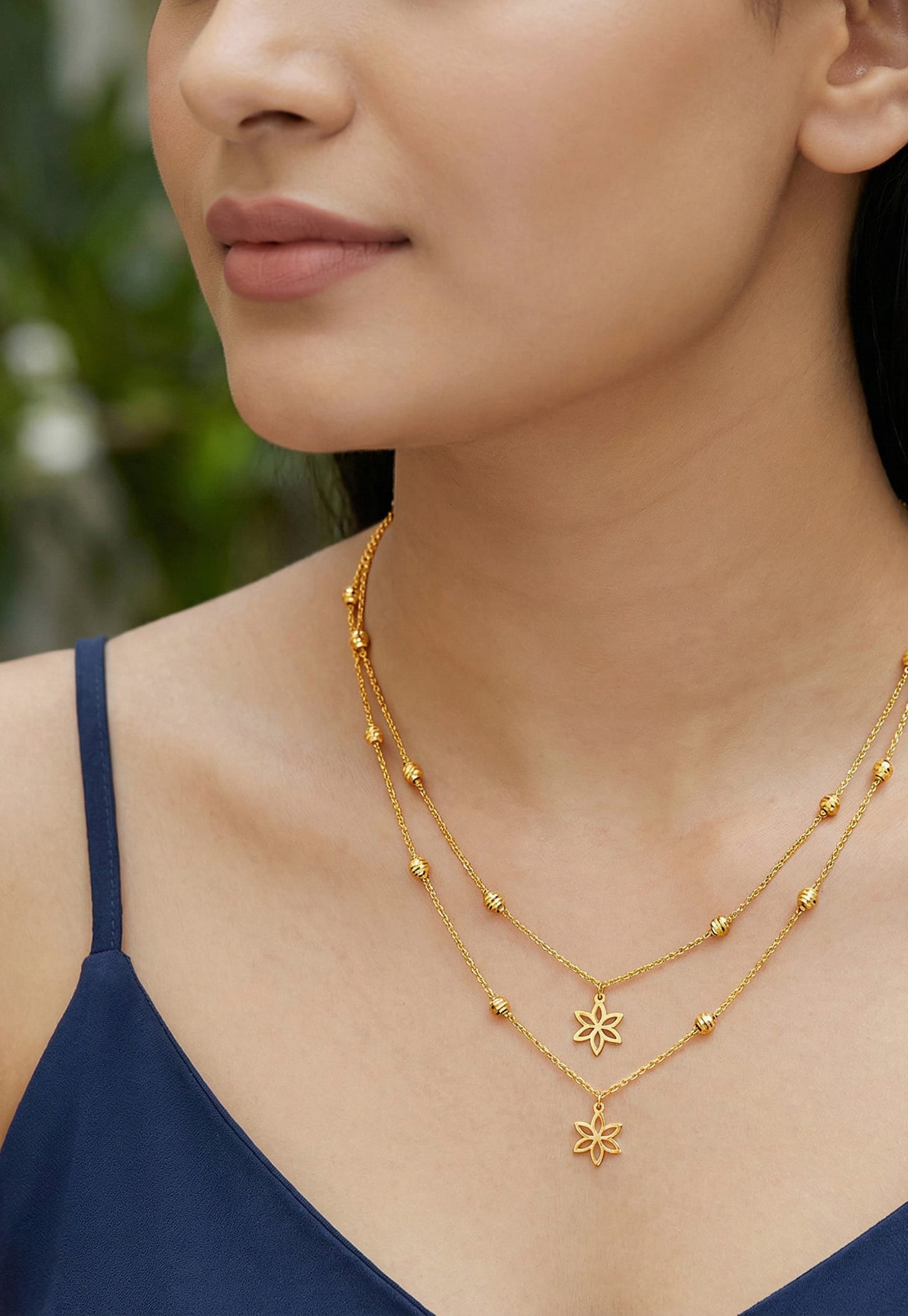 GIVA Glow in Motion Floral Sterling Silver Layer Necklace