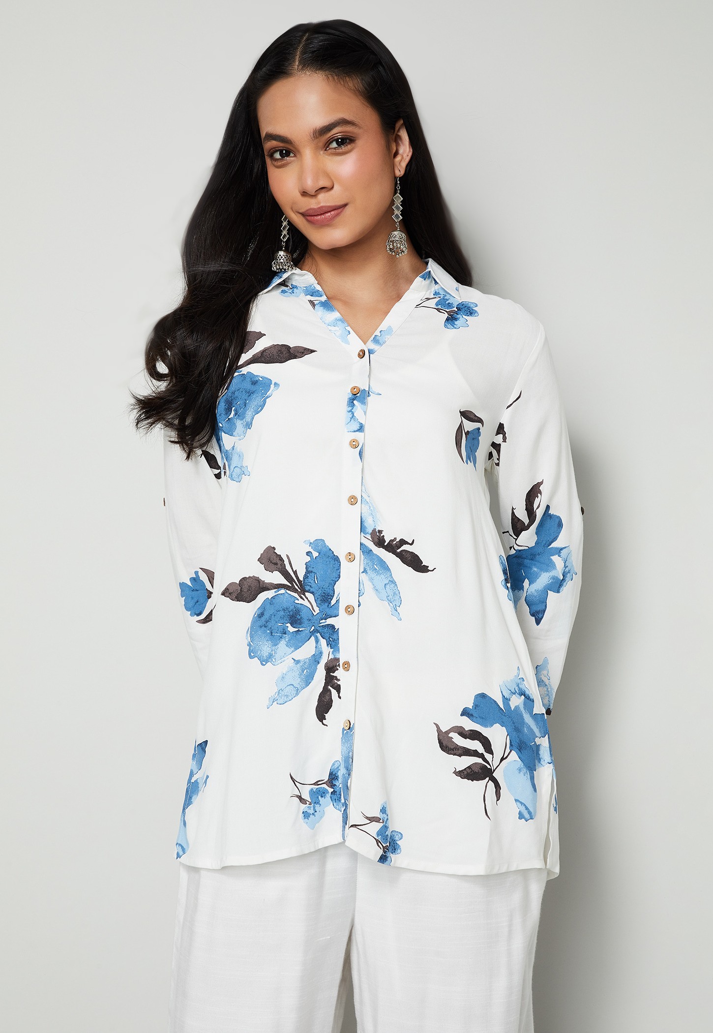 MELANGE Floral Print Straight Kurti-picture-38