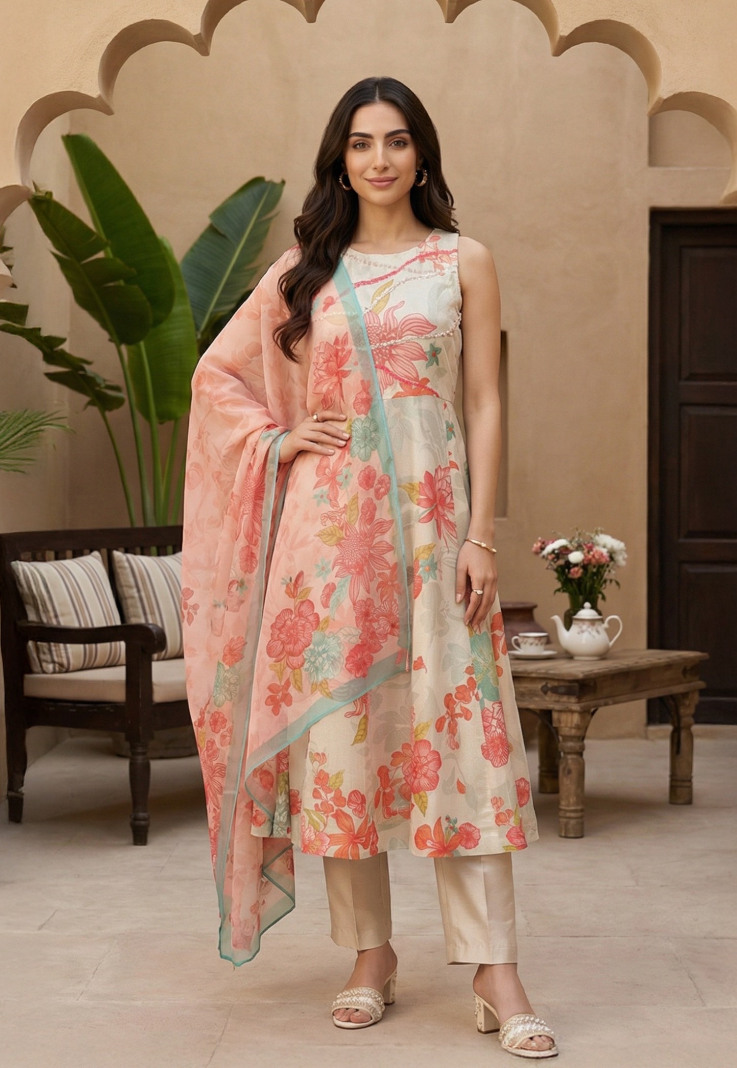 W Floral Print Straight Kurta Set-picture-13