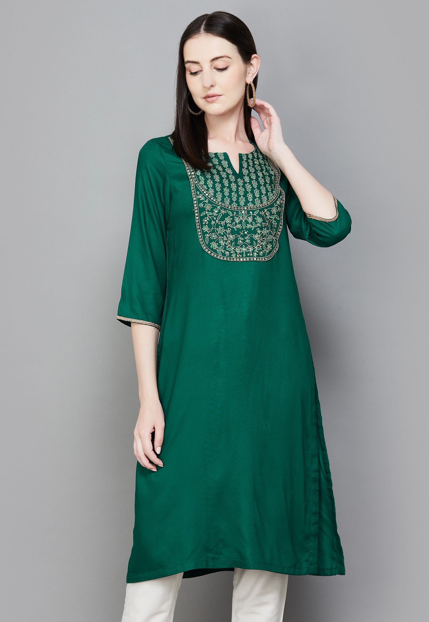 BIBA Embroidered Straight Kurta-picture-11