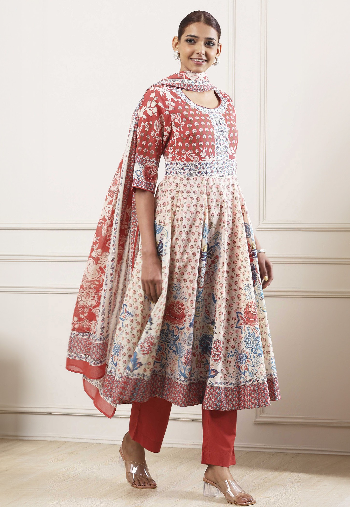 BIBA Floral Print A-Line Kurta Set-picture-33