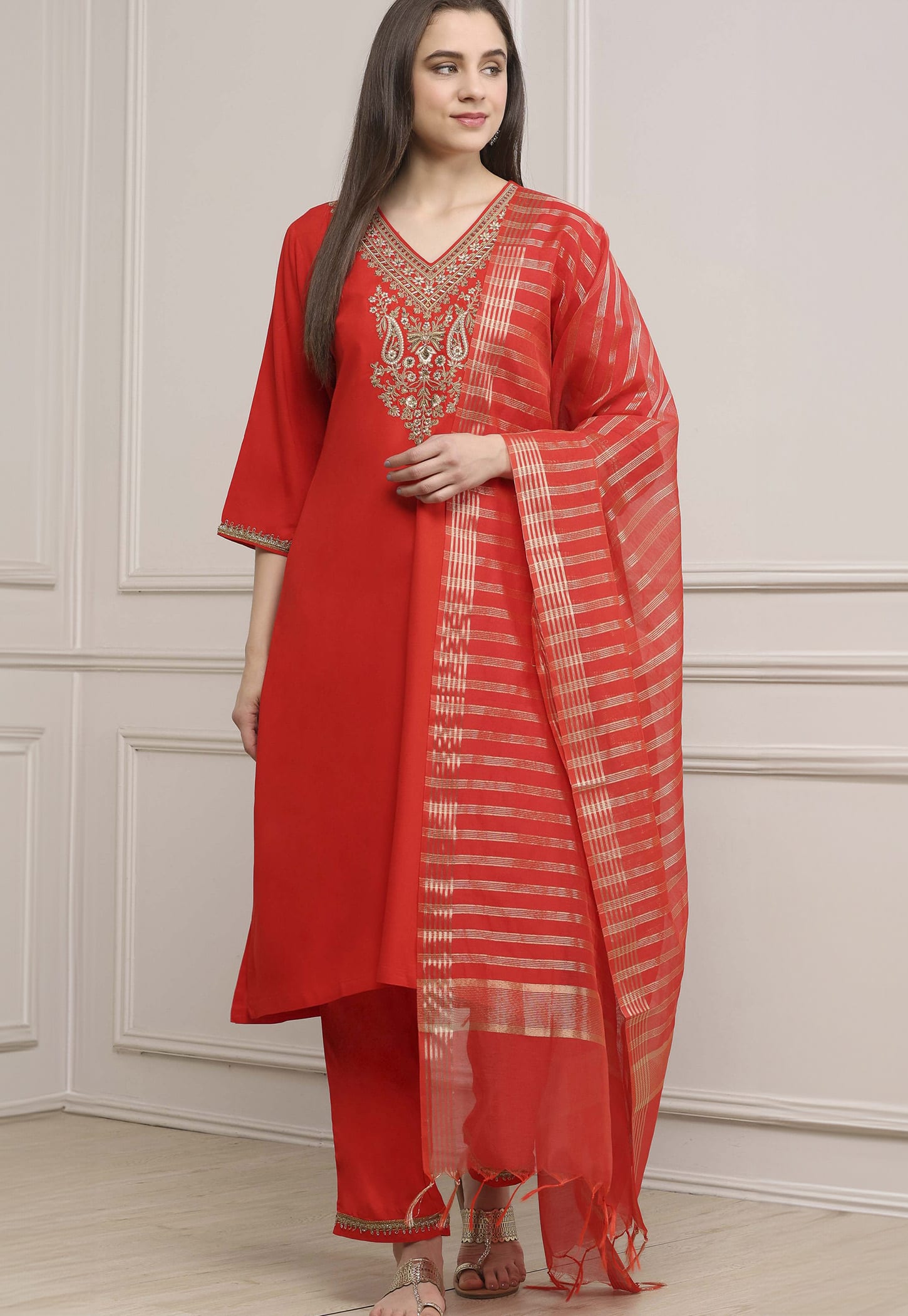 BIBA Embroidered A-Line Kurta Set-picture-19