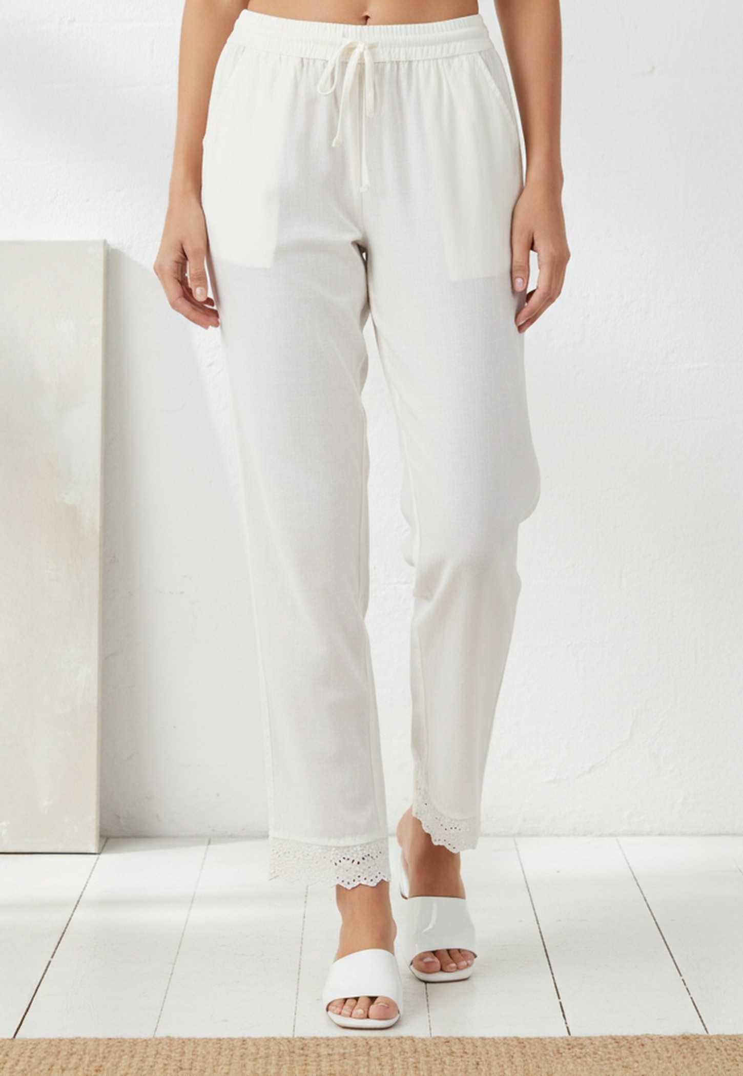 W Solid Straight Pants with Drawstring Closure-picture-37