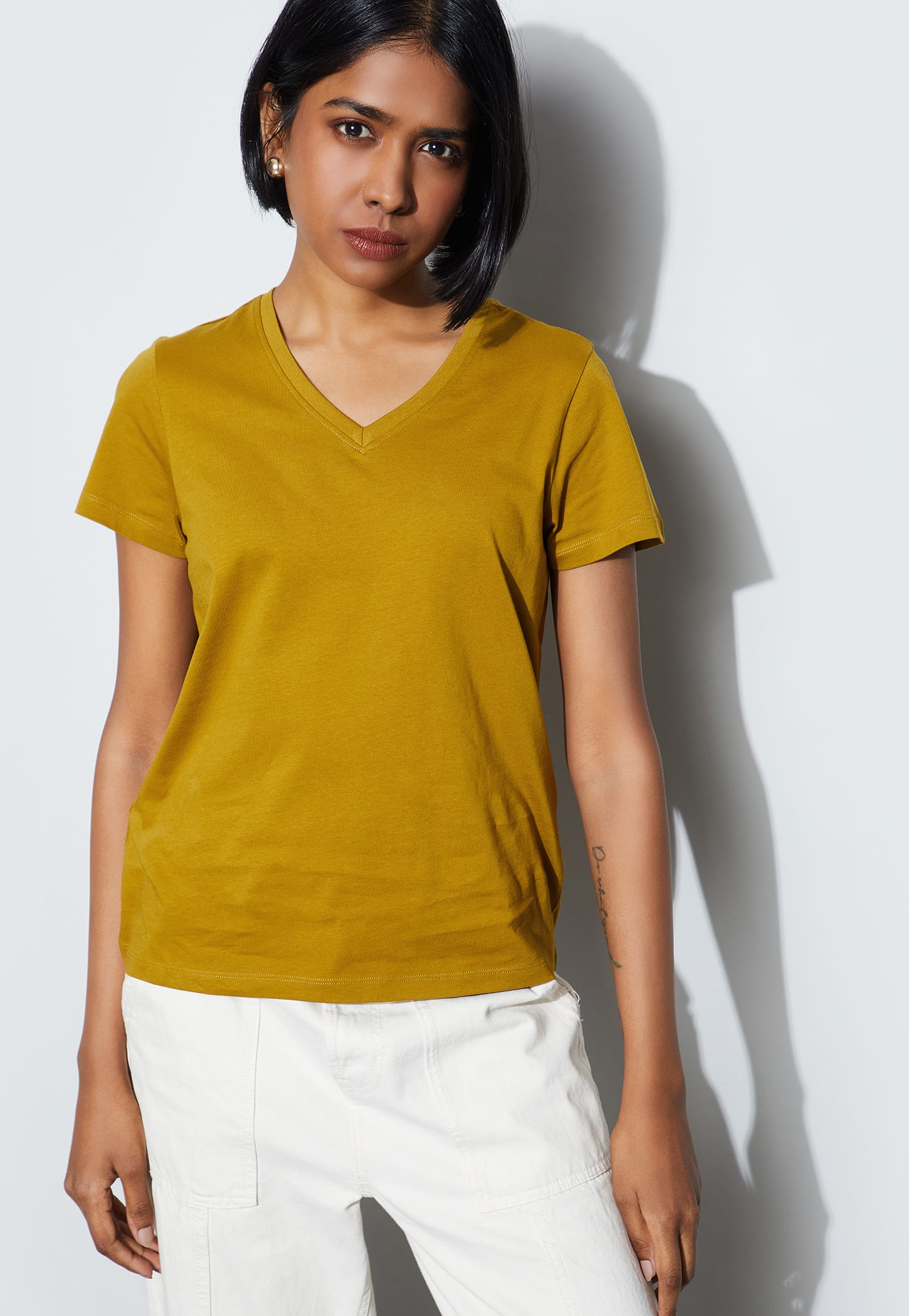 FAME FOREVER Solid V-Neck T-shirt-picture-14