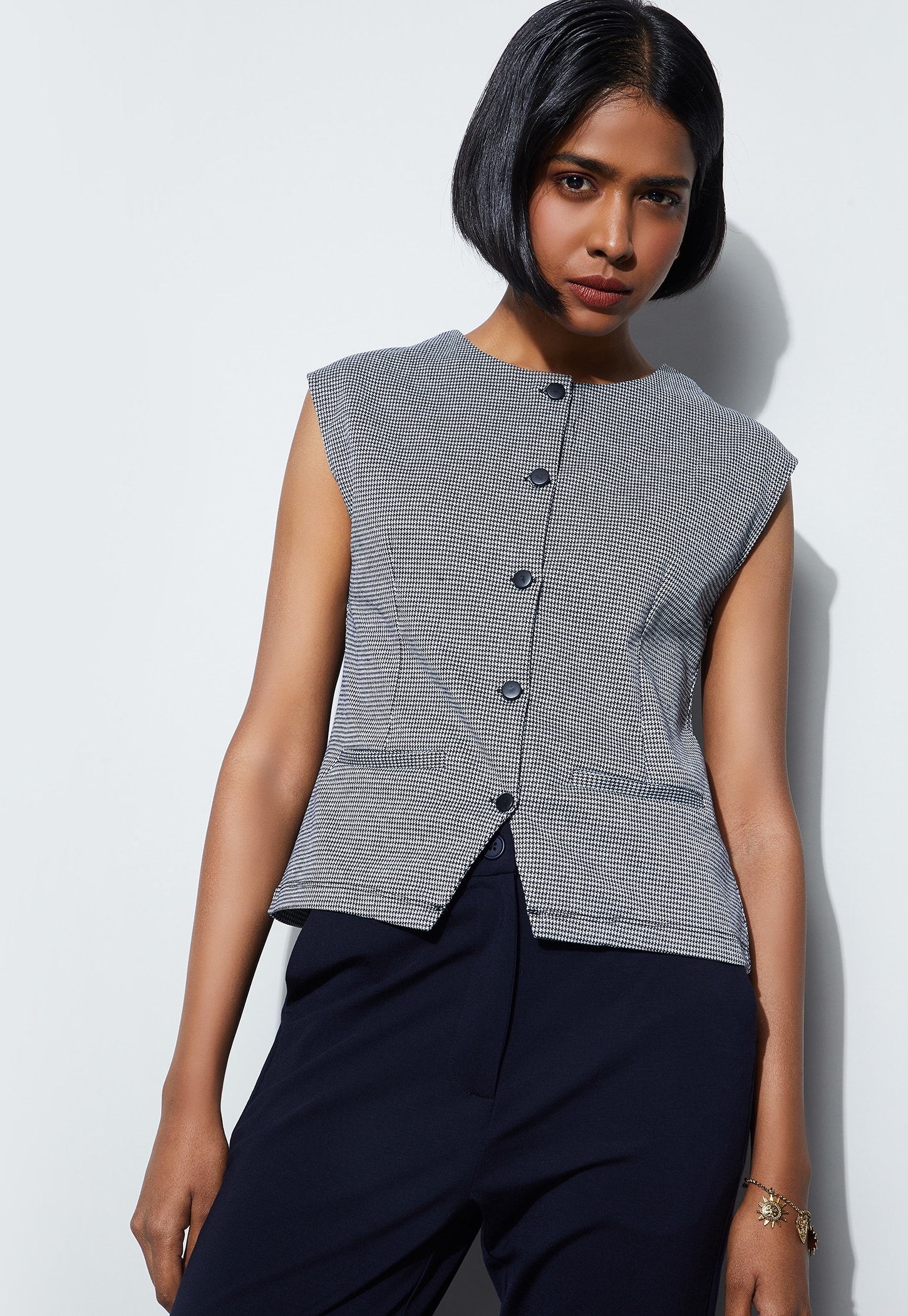 CODE CLASSIC Houndstooth Patterned Top-picture-36