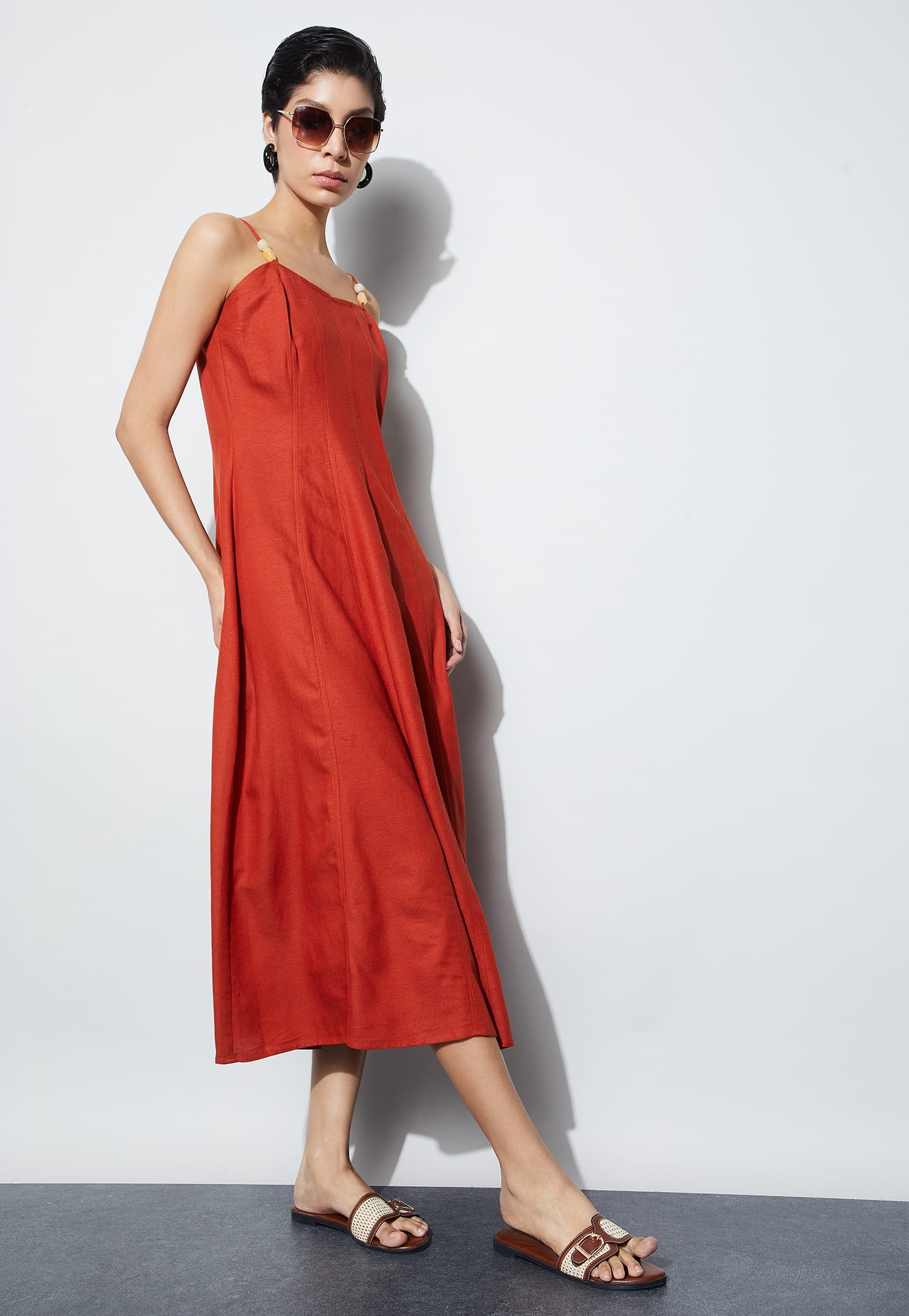 CODE Solid A-Line Dress-picture-23