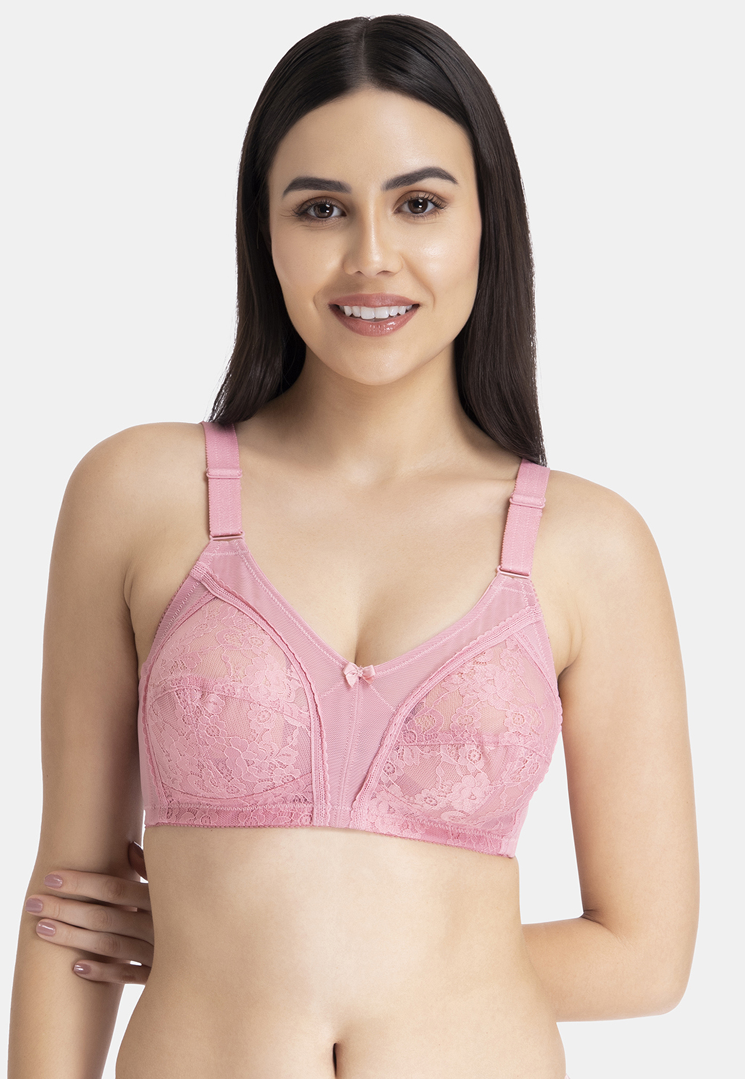 AMANTE Lace Non Padded Non Wired Seamed Support Bra-picture-34