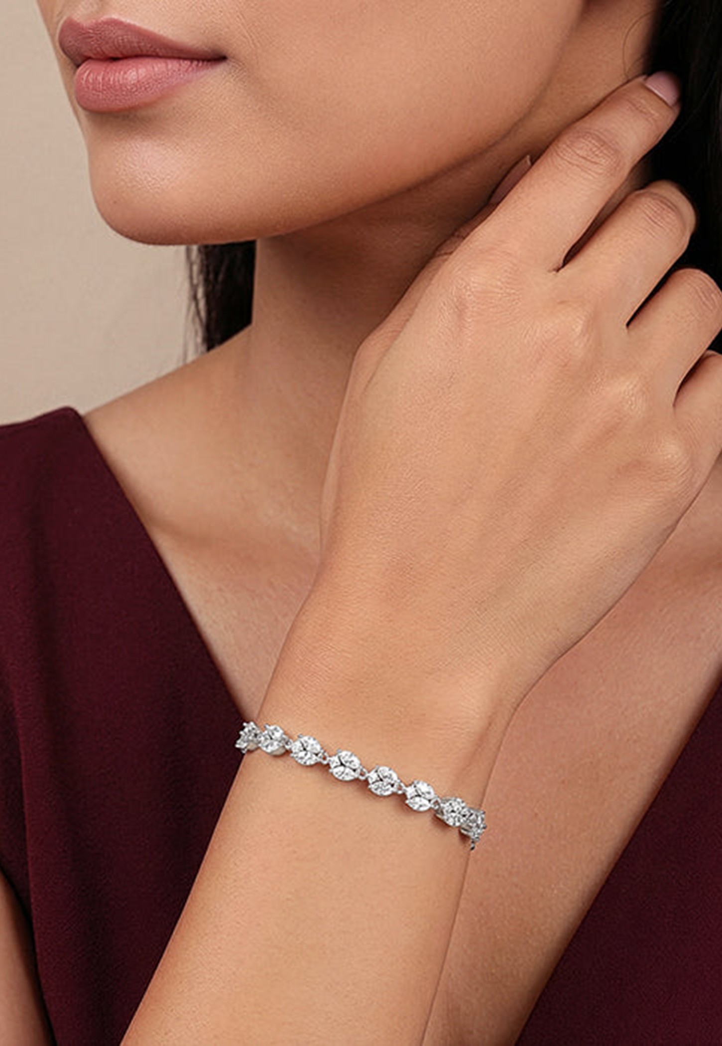 GIVA Leaf Design Sterling Silver Bracelet