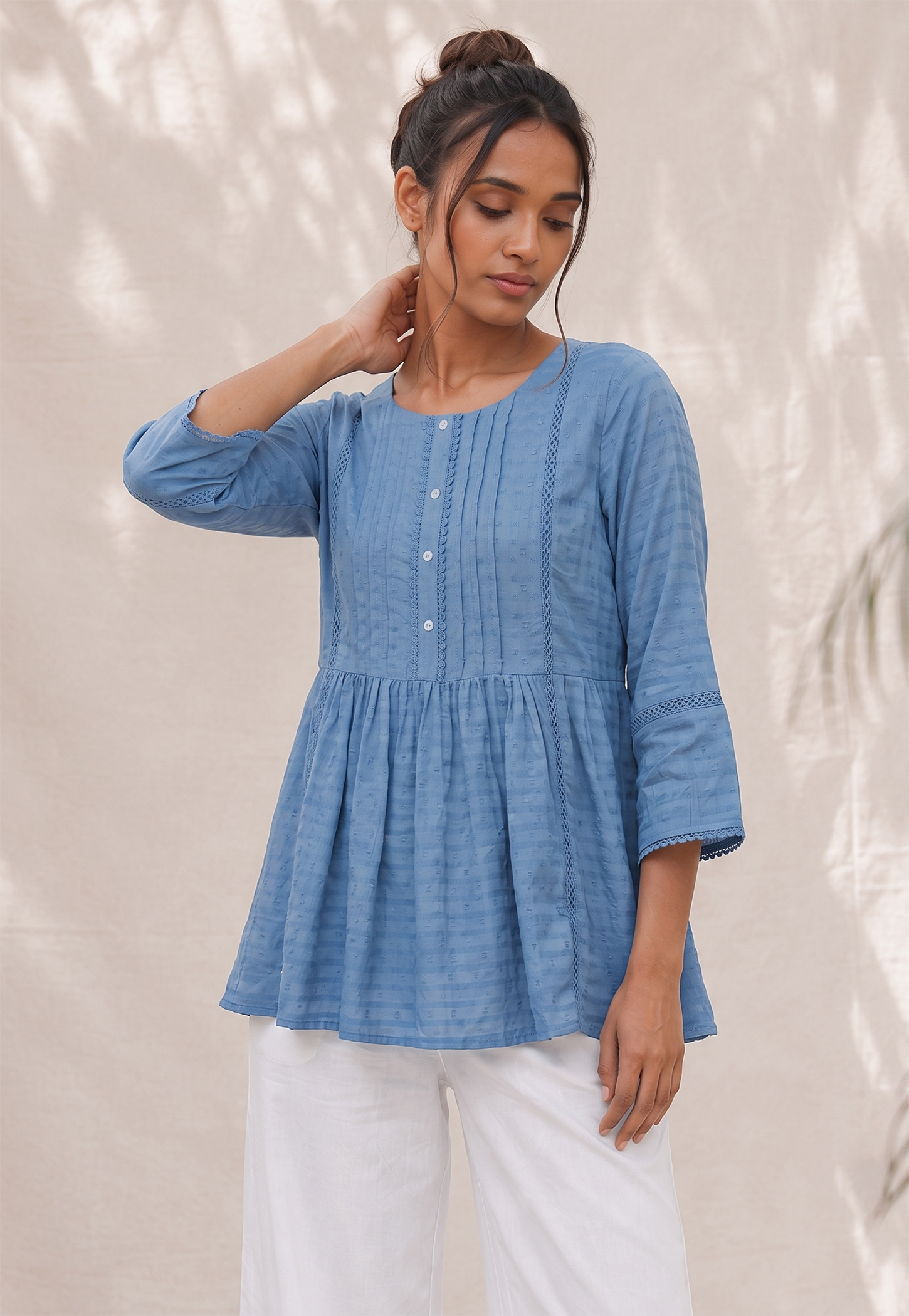MELANGE Textured Peplum Tunic-image-6