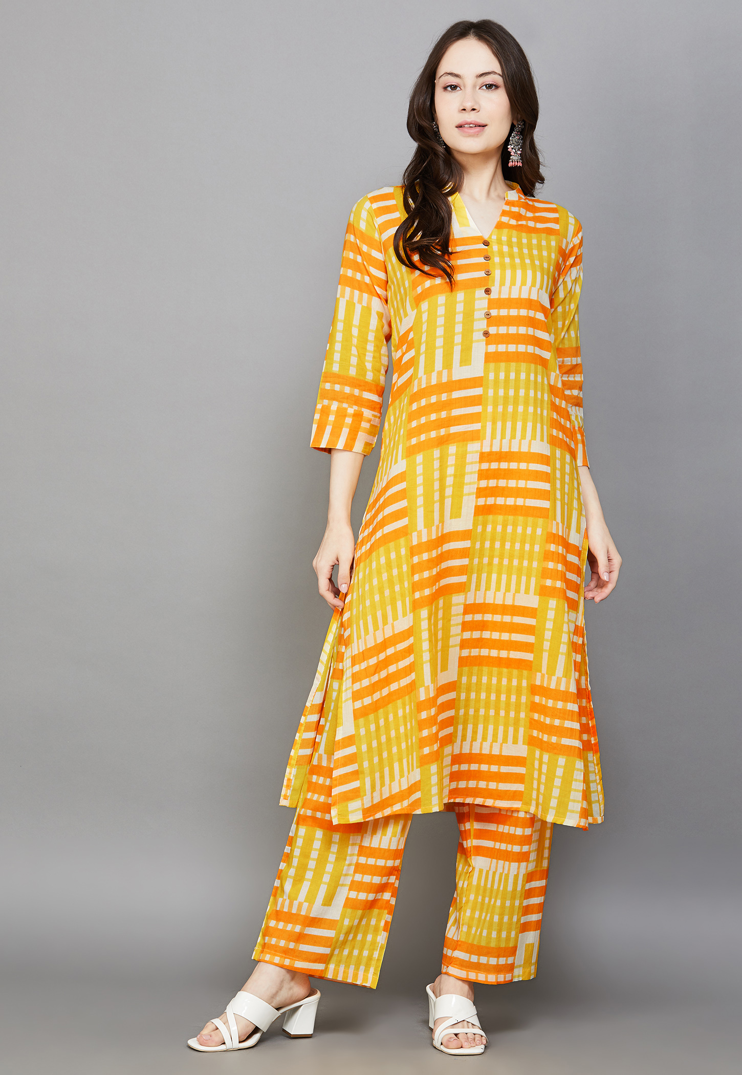 FASHOR Geometric Print Straight Kurta Set-picture-53