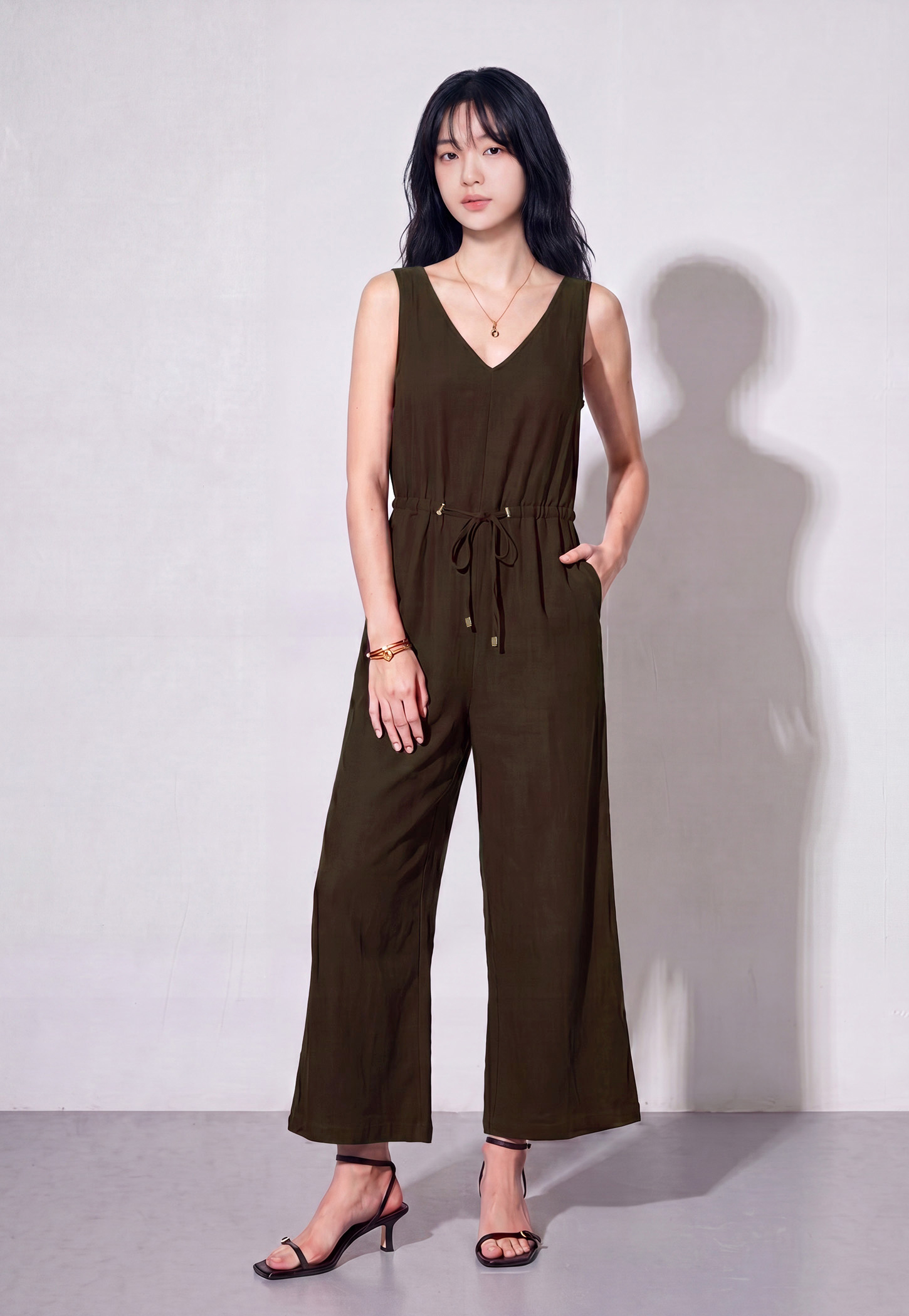 CODE Solid Tie-Up Jumpsuit-picture-36