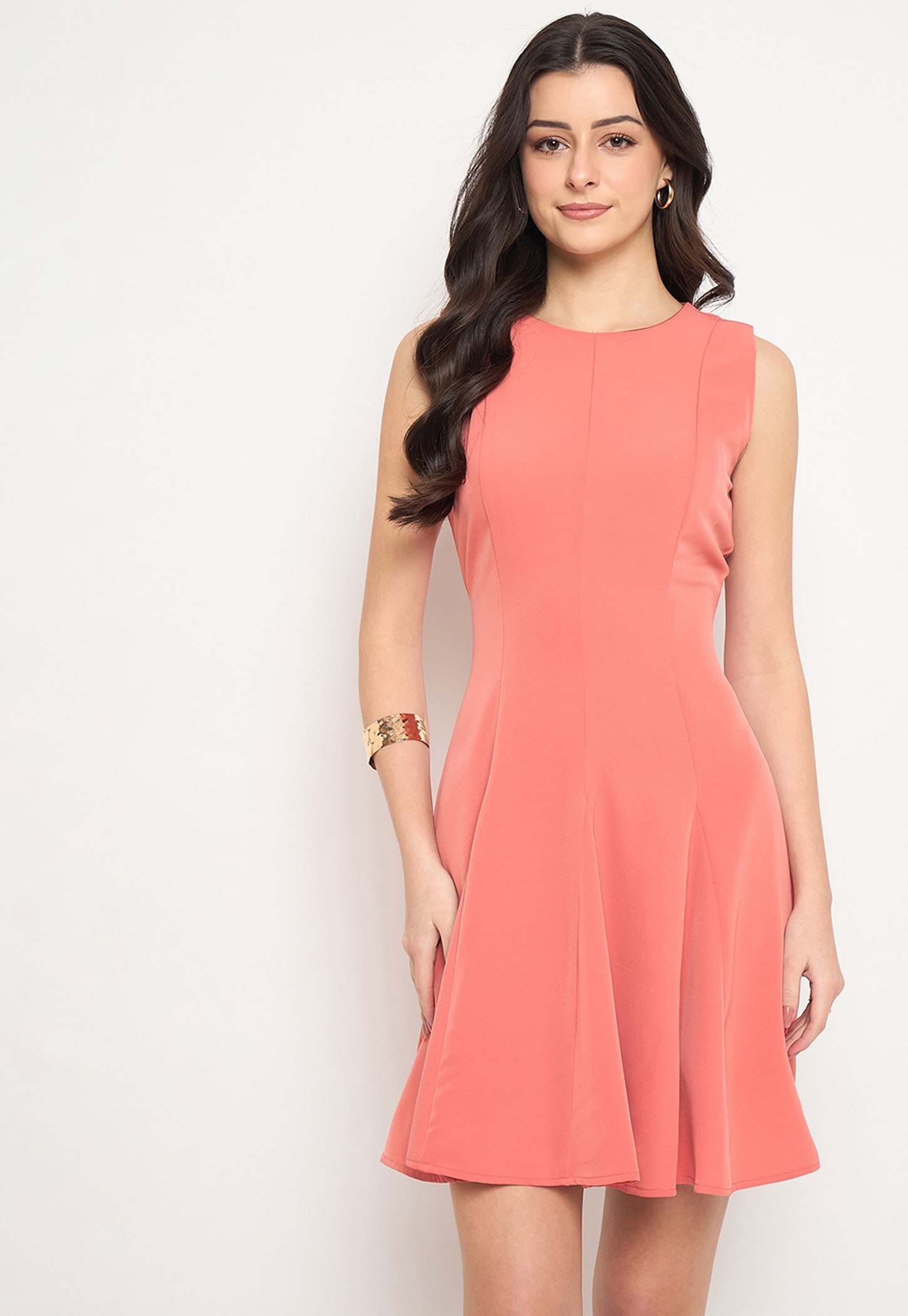 MADAME Solid Fit-and-Flare Dress-picture-45