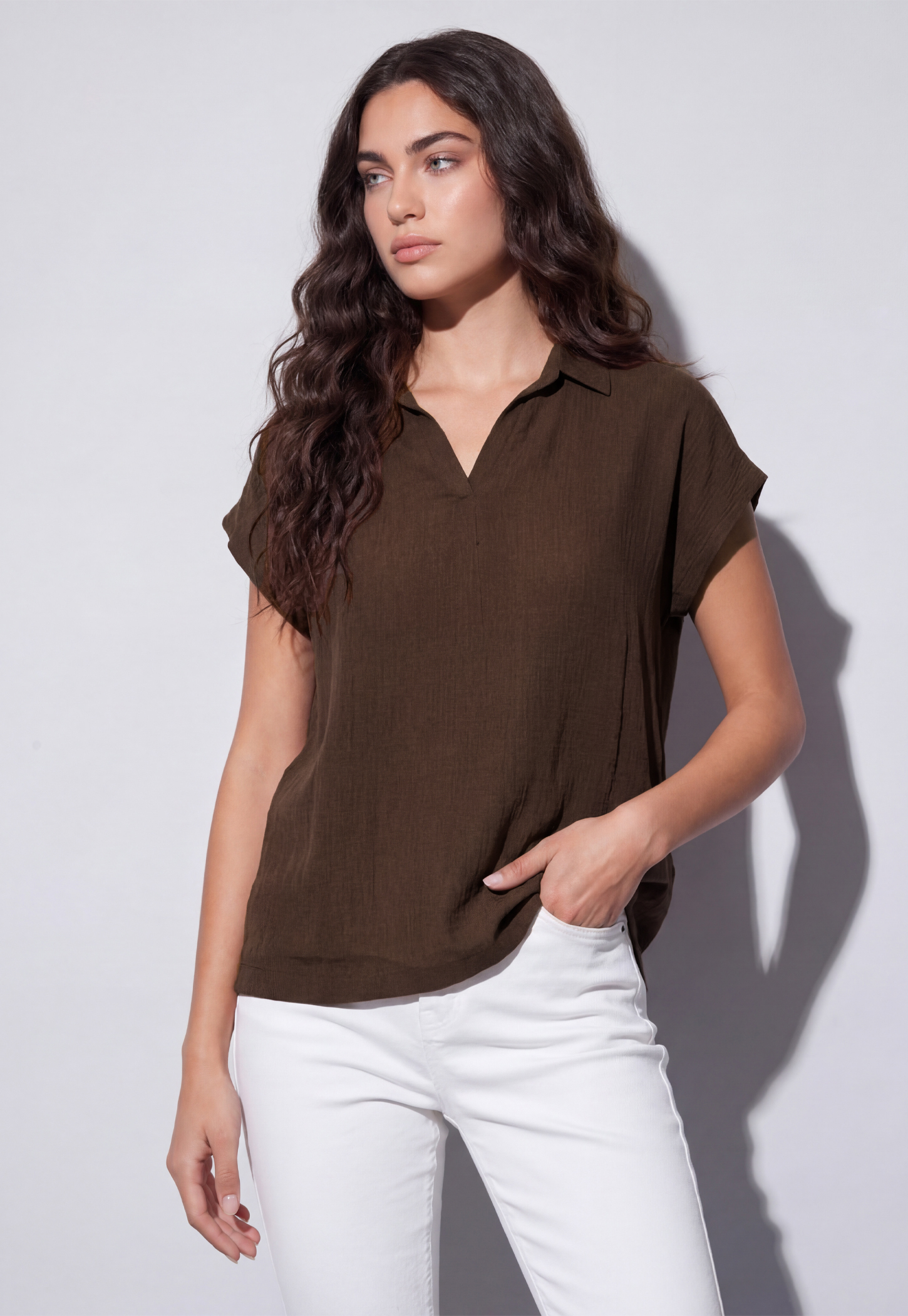 FAME FOREVER Solid Cap Sleeves Top-image-45