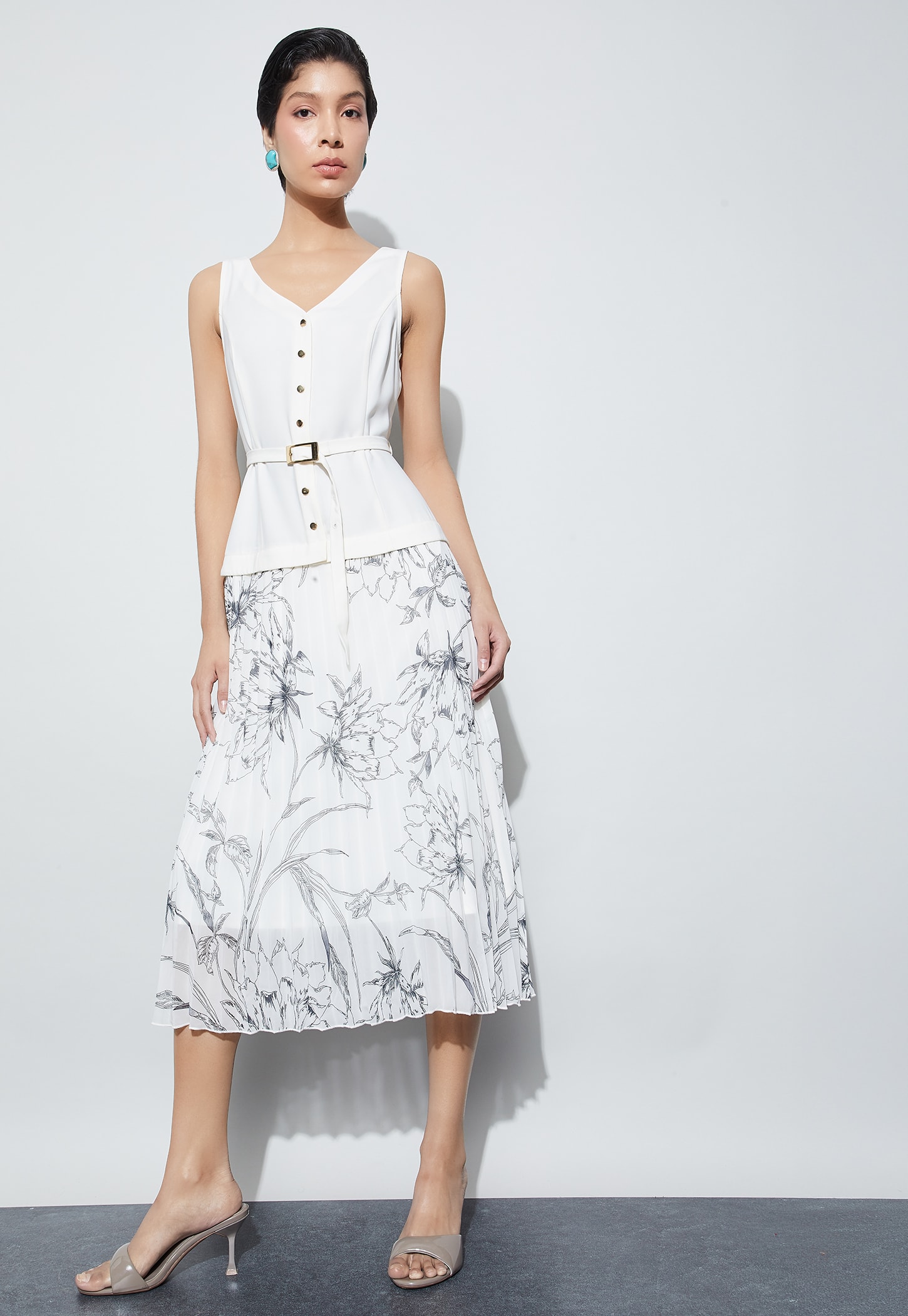 CODE Printed Pleated Dress-picture-51
