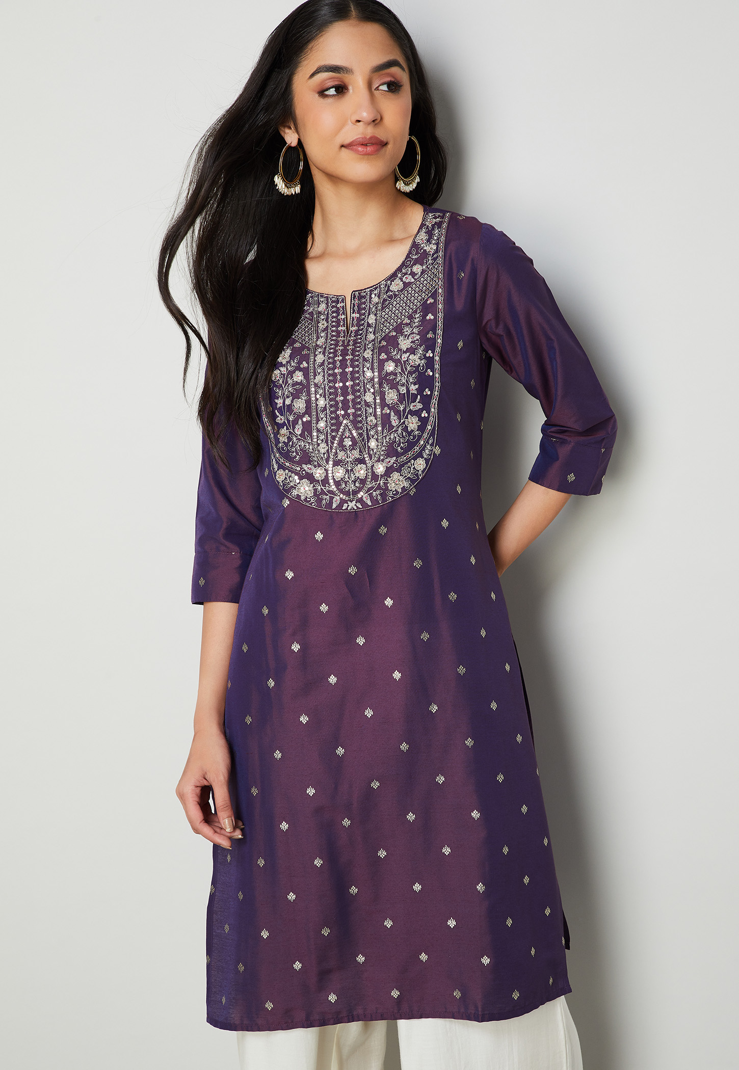 MELANGE Embroidered Straight Kurta-image-24