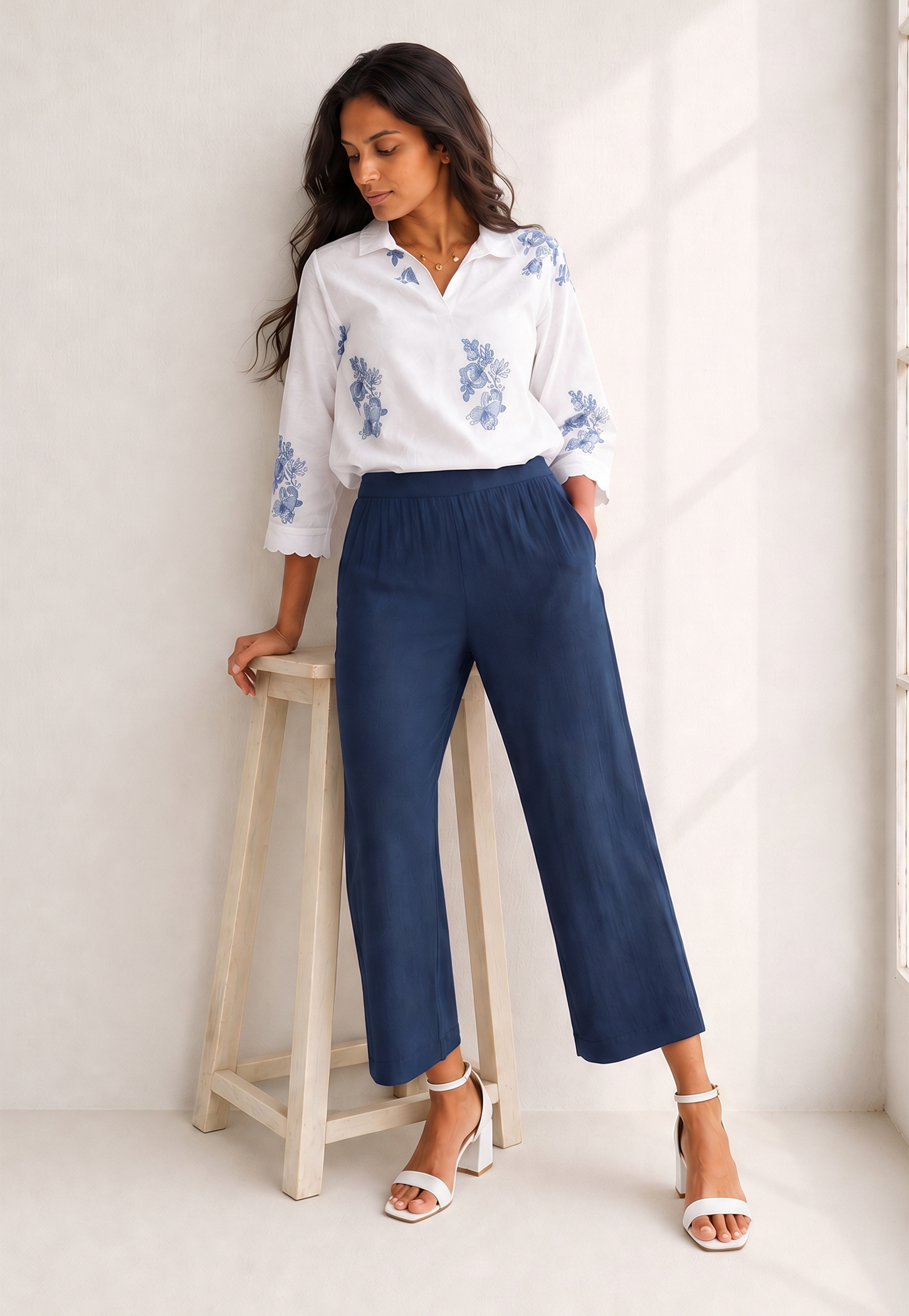MELANGE Solid Straight Pants-picture-31