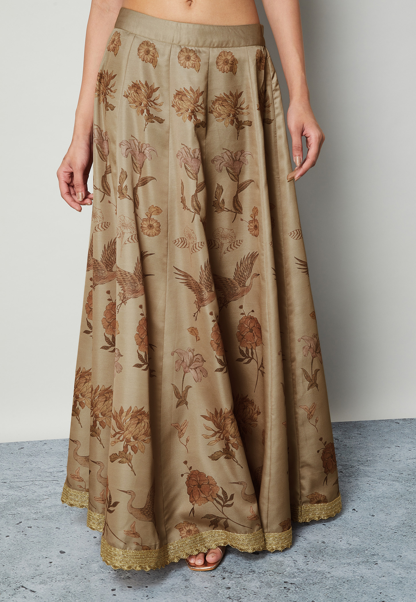 MELANGE Floral Print A-line Skirt